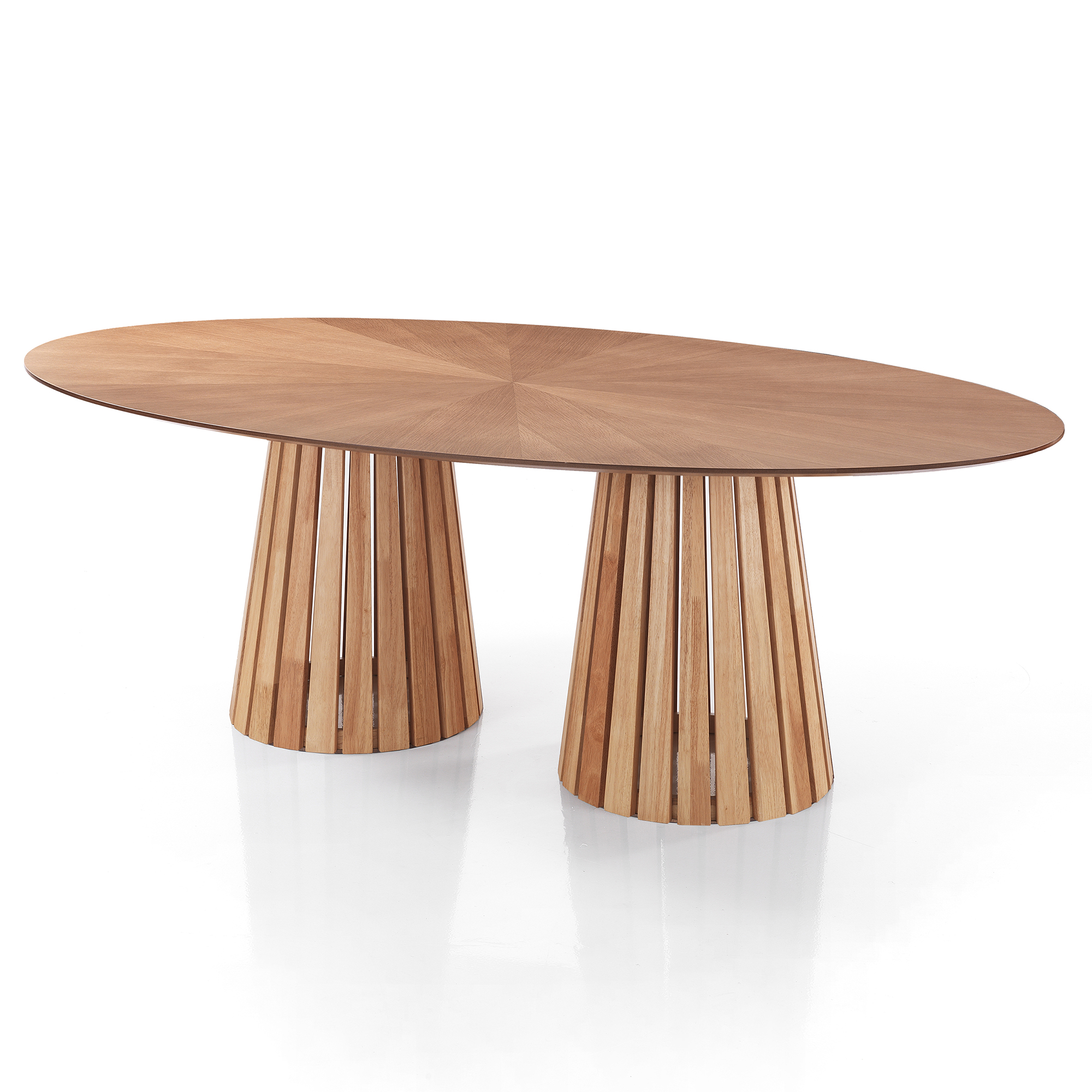 TAVOLO OVALE MALTA WALNUT LEGNO NOCE/ROVERE PIANO INTARSIATO ORESTELUCHETTA - Foto 8 di 13