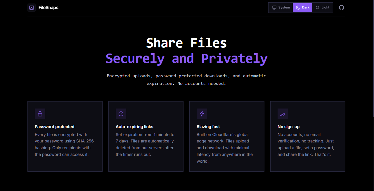 FileSnaps — Secure, Ephemeral File Sharing