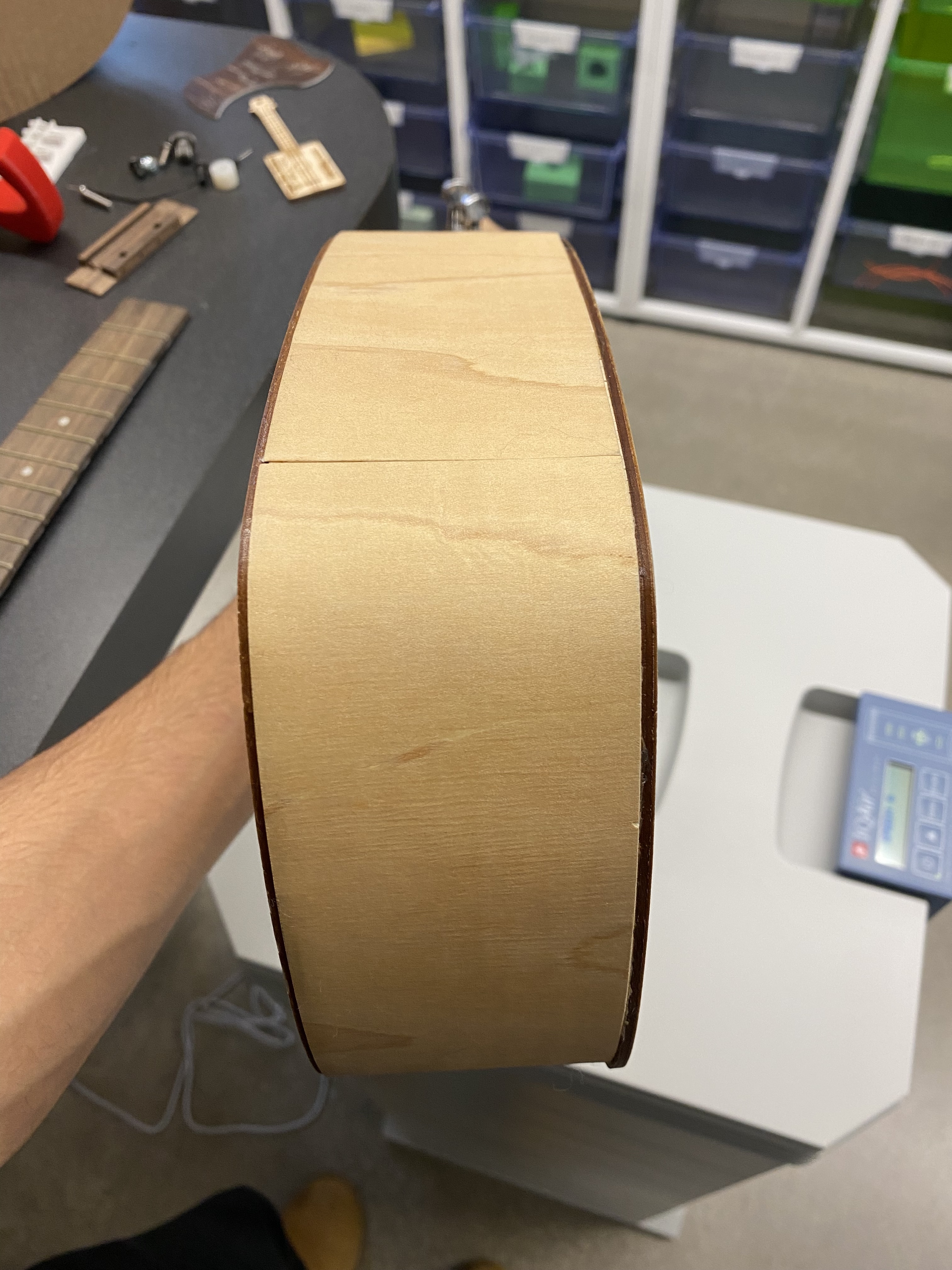 Membrane on ukulele body