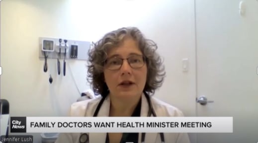 Image of Dr. Jennifer Lush during a City News Segment