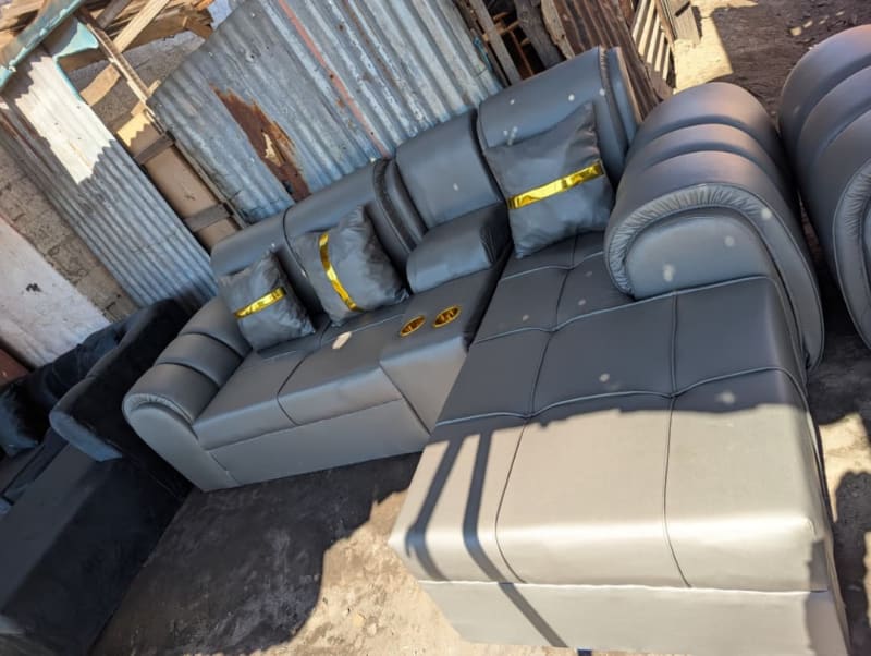 Brand New Modern L-Shaped Sofas with Cup Holders – 8,000 Kwacha EACH!