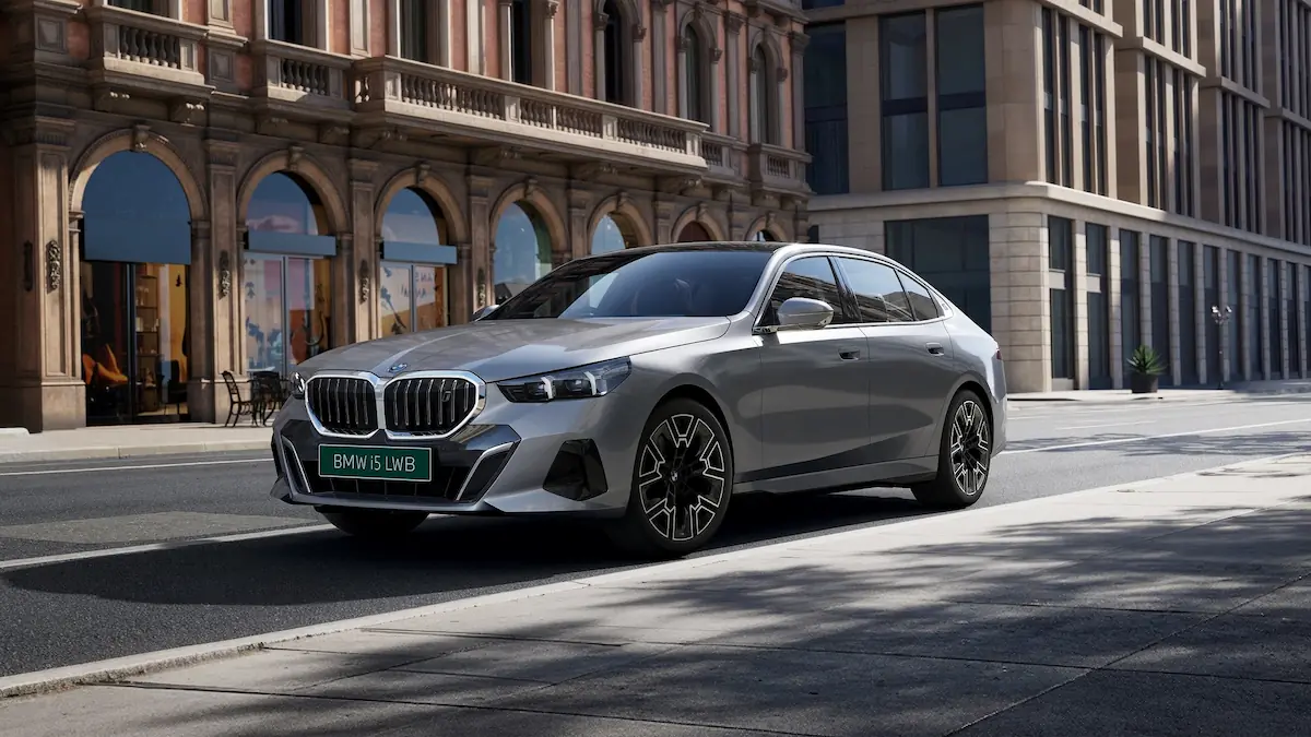2026 BMW i5 LWB front three-quarter exterior view