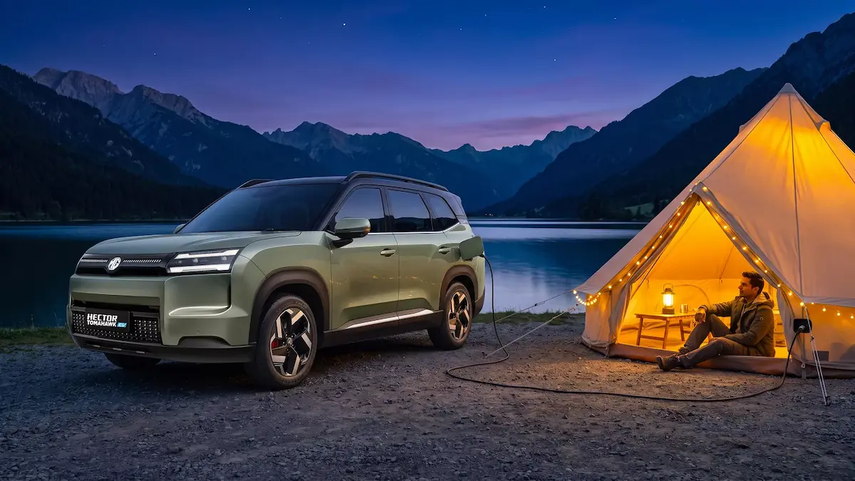 2026 MG Hector Tomahawk EV front three-quarter exterior view