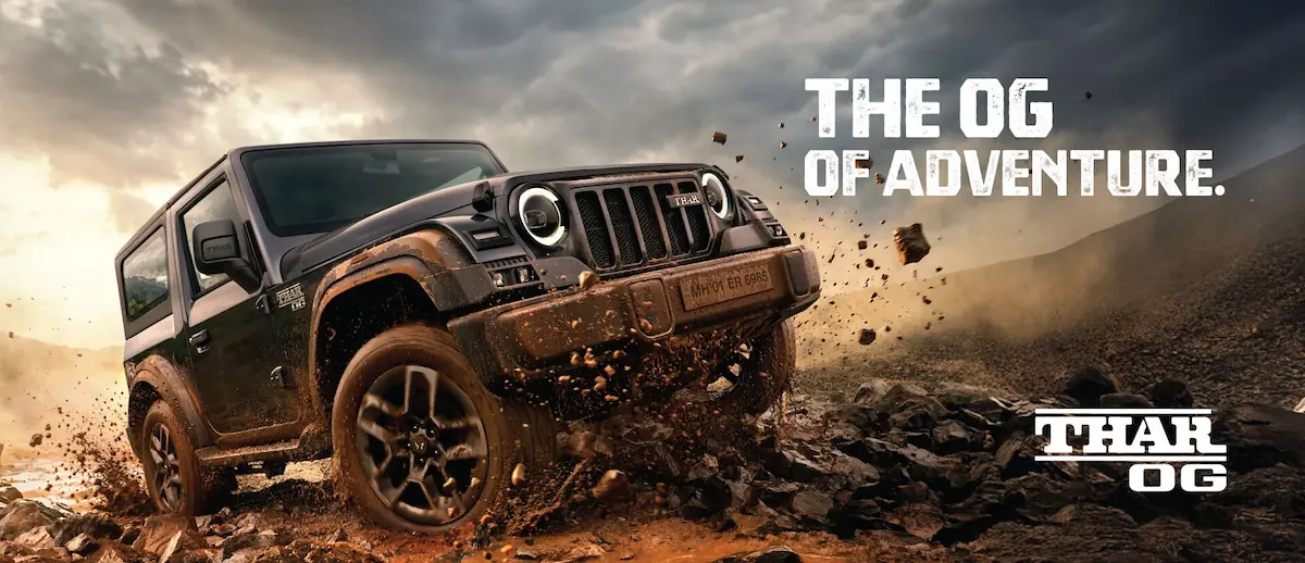 2026 Mahindra Thar OG front three-quarter exterior view