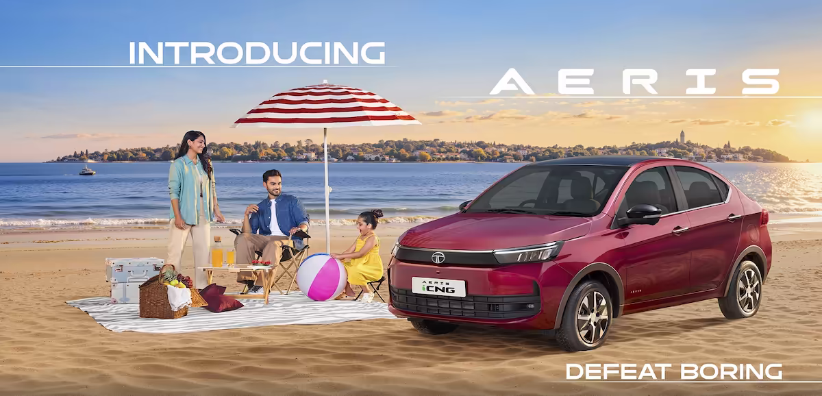 2026 Tata Aeris iCNG front three-quarter exterior view