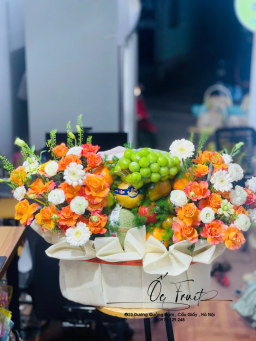 Giỏ trái cây kèm hoa tươi nk297(SZ ĐẠI) - ảnh 2