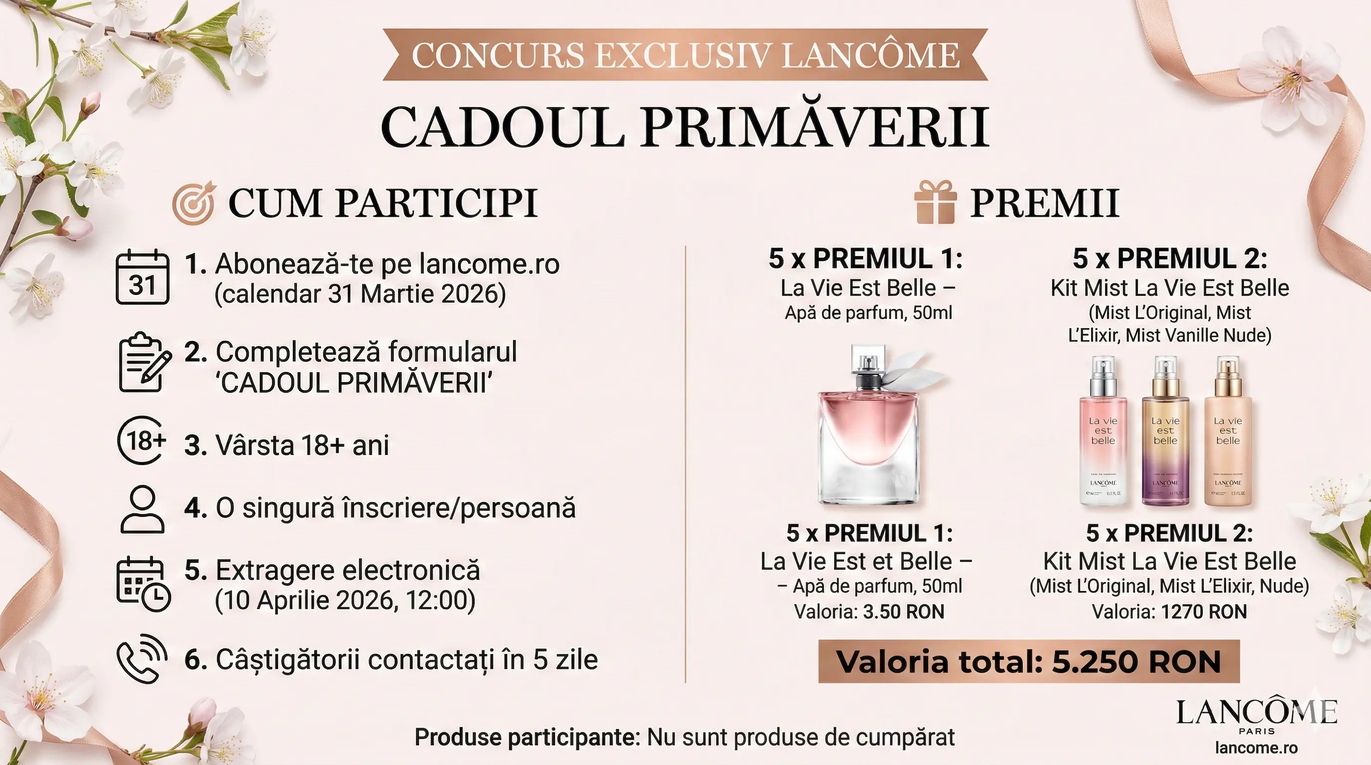 Câștigători ✨ Câștigă Cadoul Primăverii cu Lancôme! 🌸 - Rezultate | Concursier