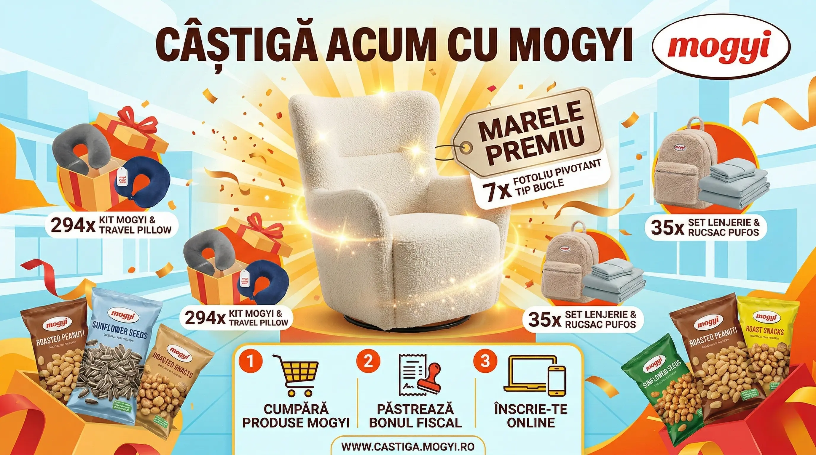 Concurs – Achiziționezi orice produs Mogyi de minimum 10 lei de la Toate – Câștigă premii pâ...