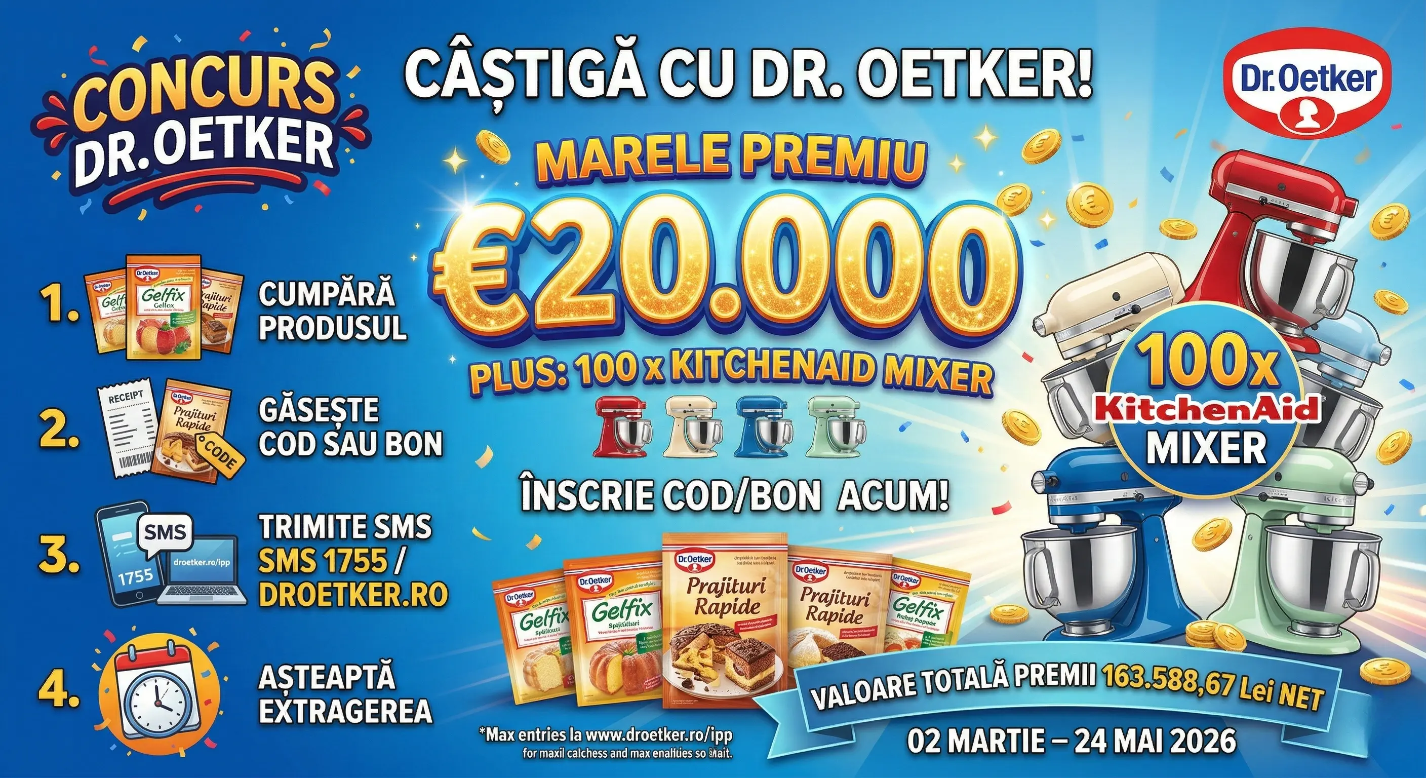Concurs – Achiziționezi cel puțin un produs participant DR. OETKER de la Toate – Câștigă pre...
