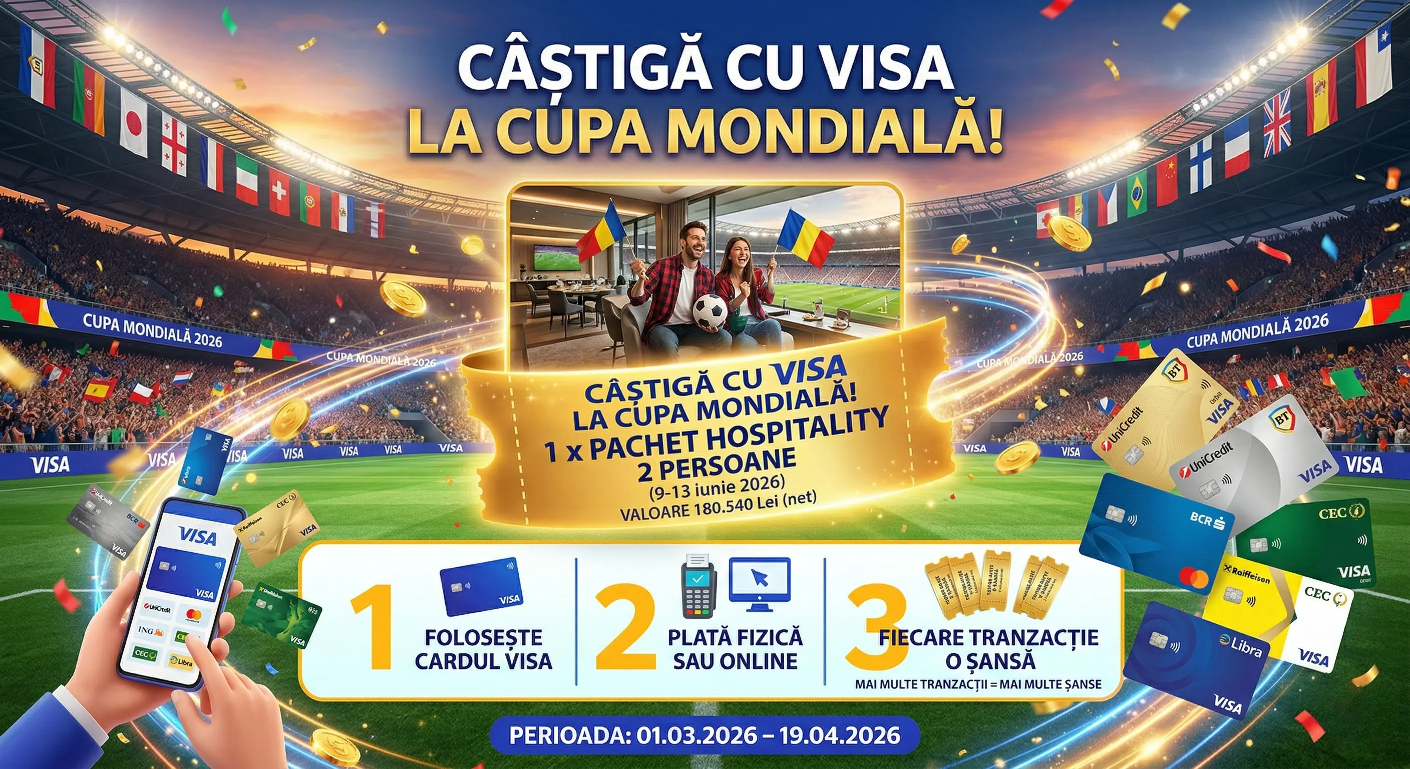 Concurs – Fii titularul unui card Visa și efectuează cel puțin o tranzacție de la Toate – Câ...