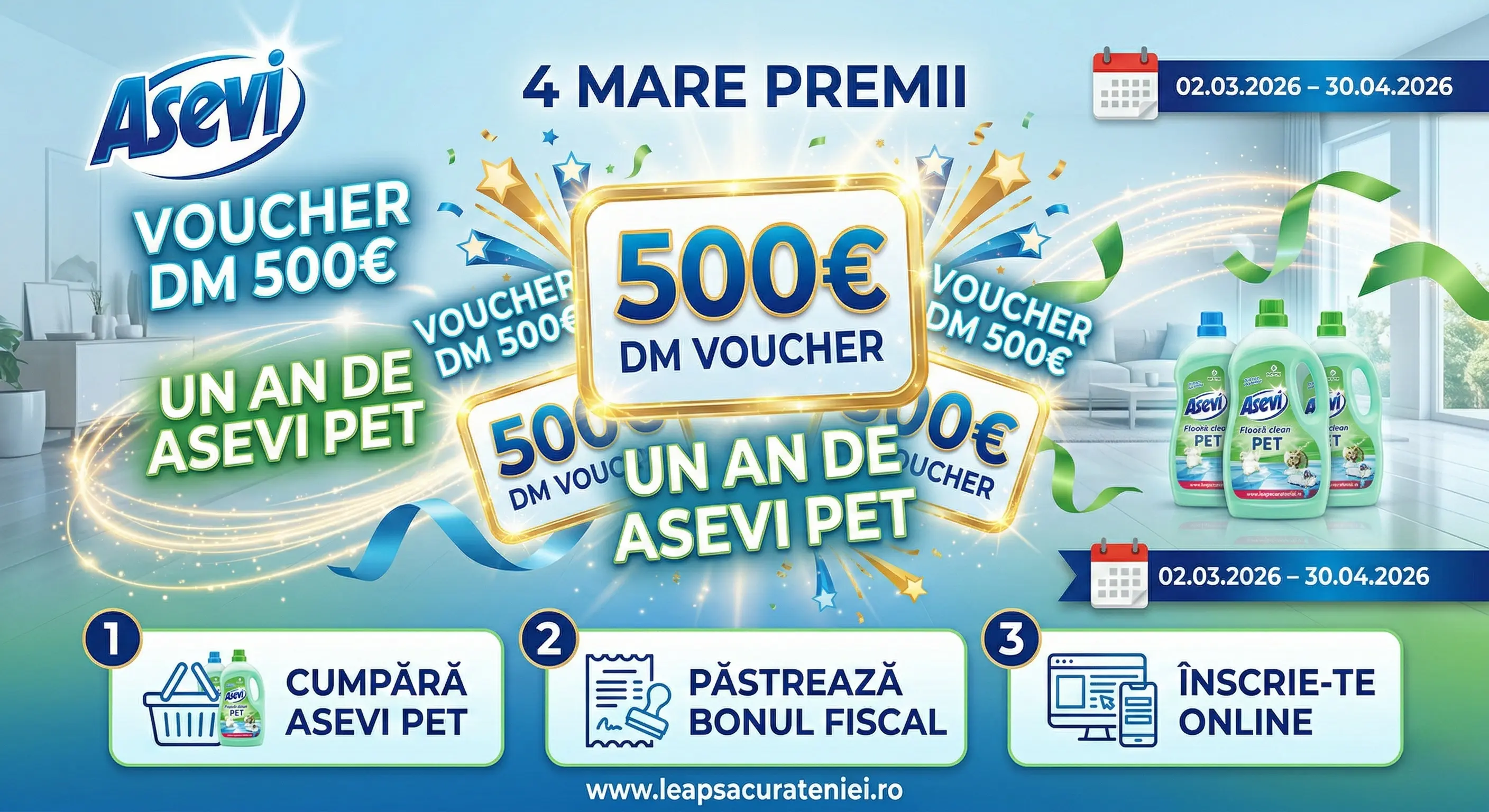Concurs – Achiziționezi Asevi PET – Soluție Pardoseli de la Toate – Câștigă premii până pe 3...