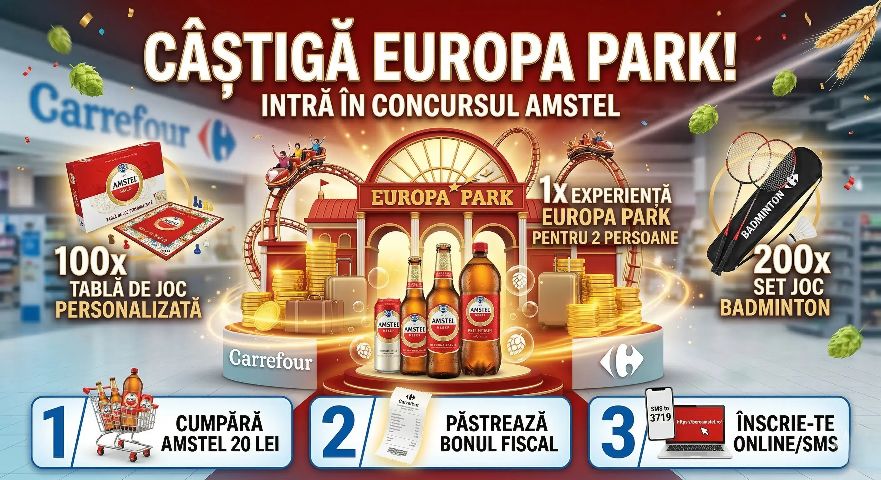 Concurs – Achiziționezi Amstel de minimum 20 lei de la Carrefour – Câștigă premii până pe 15...