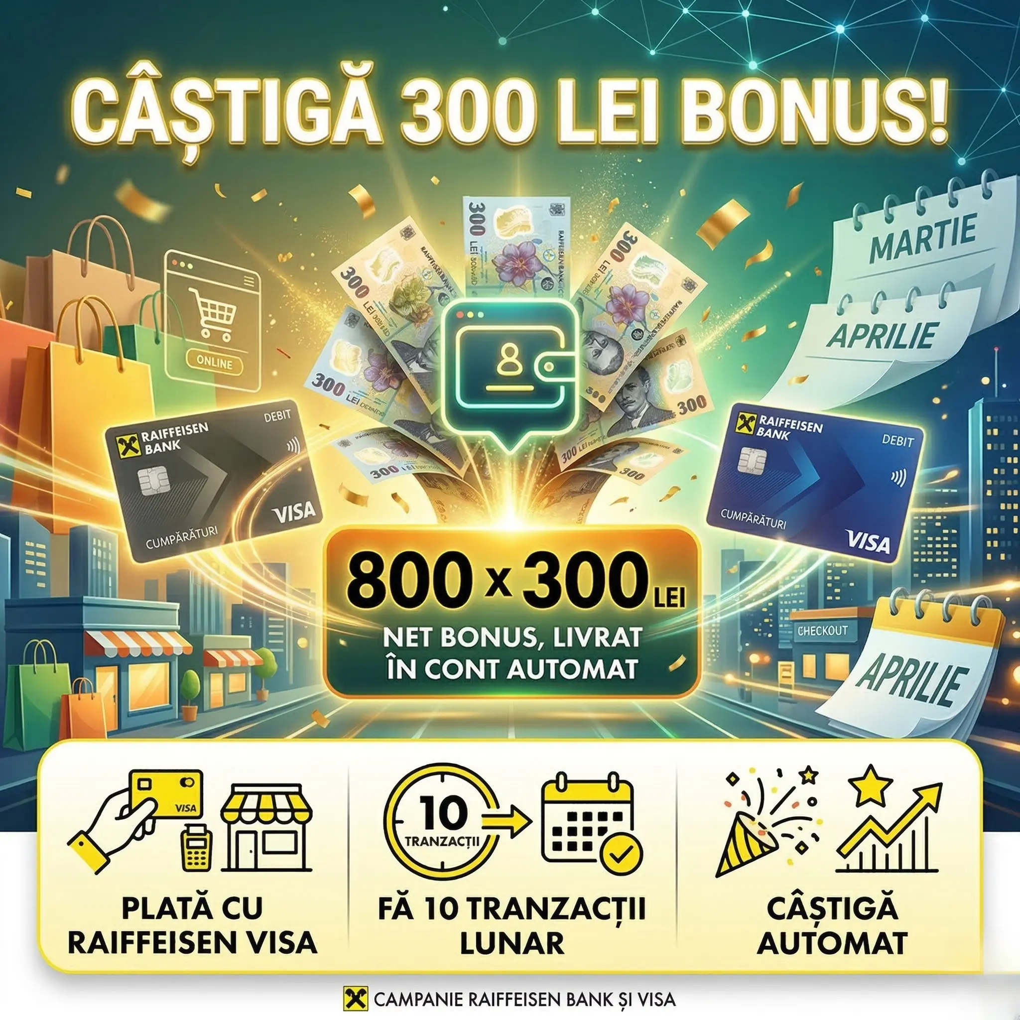 Concurs – Efectuezi cel puțin 10 tranzacții eligibile cu cardul de la Raiffeisen Bank – Câșt...