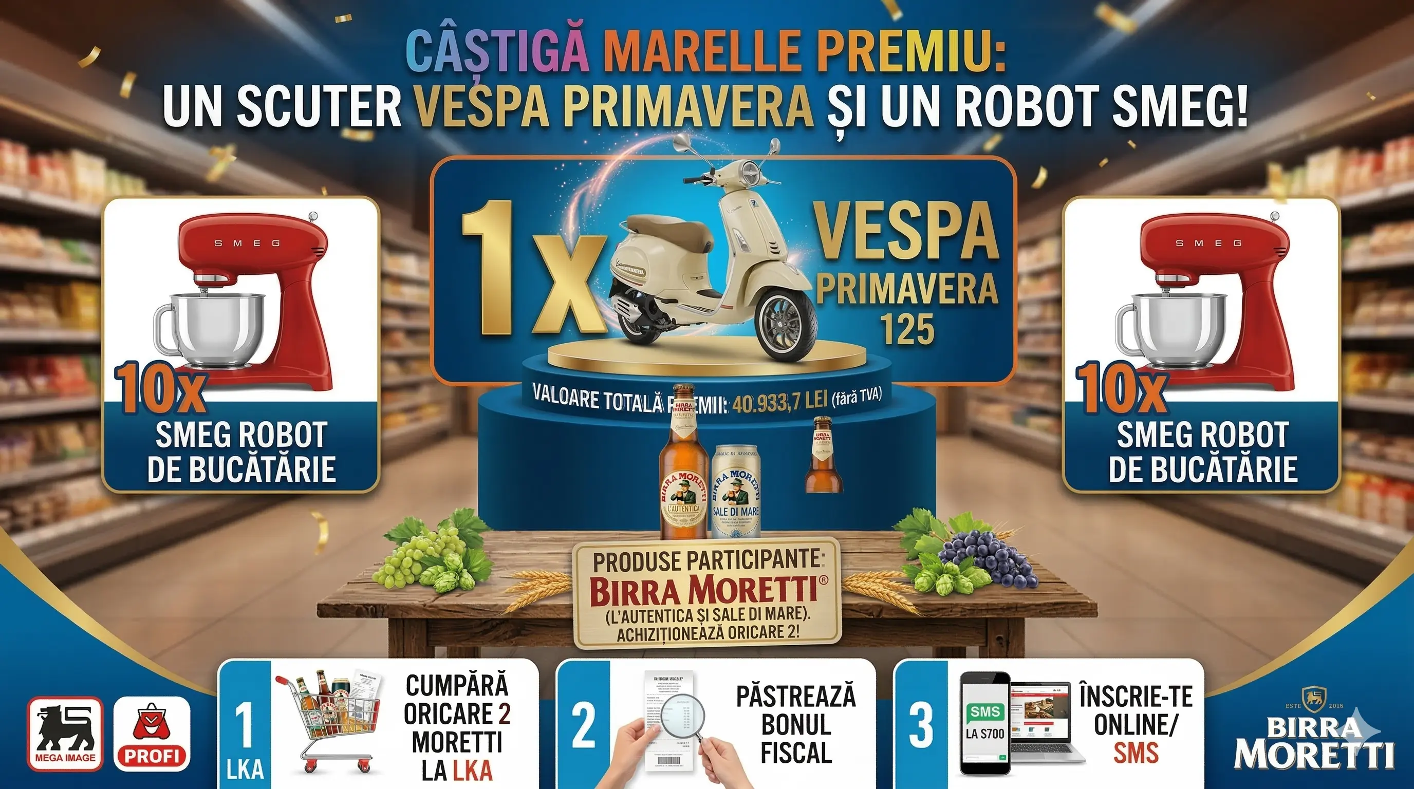 Concurs – Achiziționezi 2 produse Birra Moretti de la Magazine participante regulament – Câș...