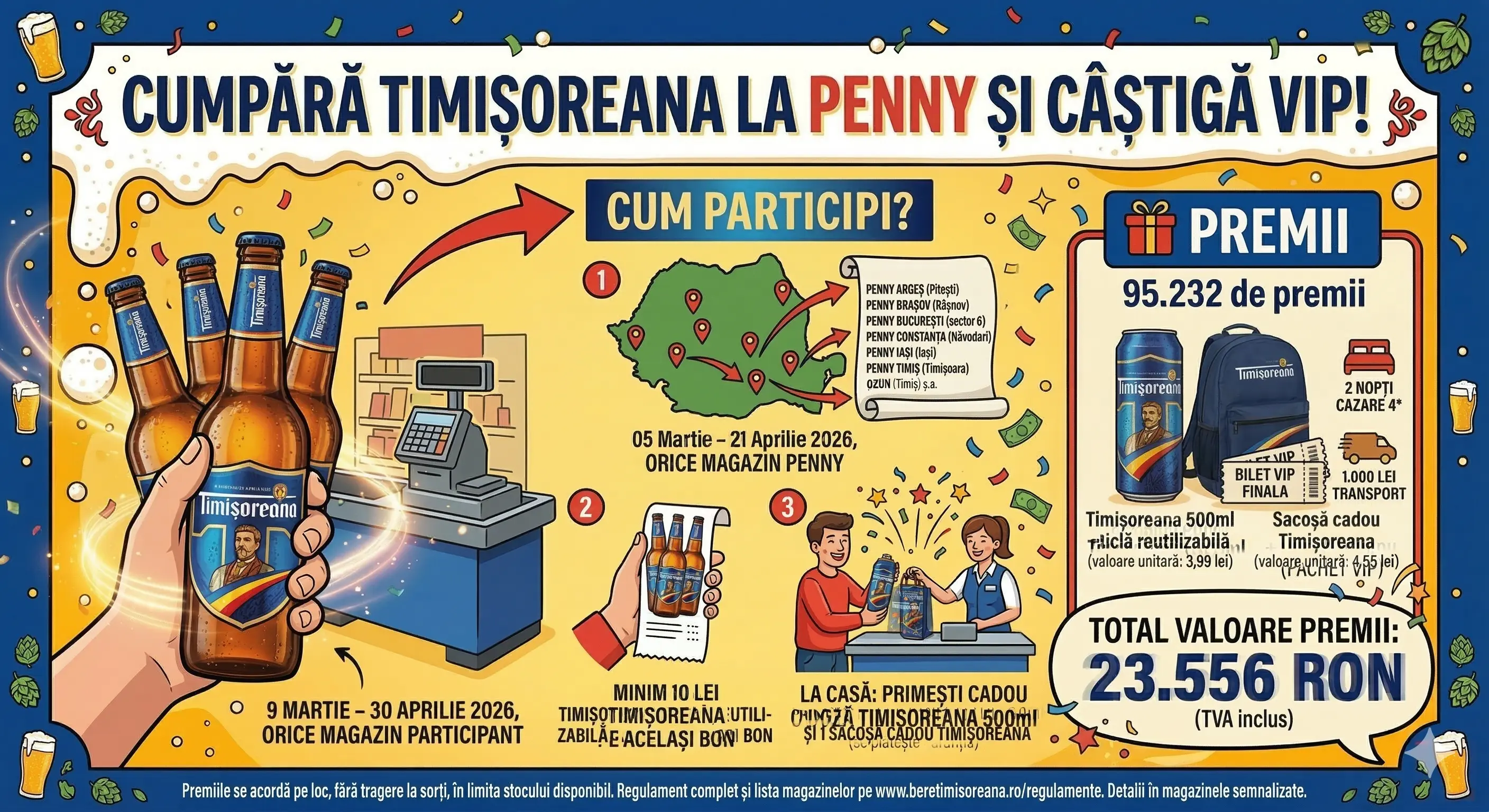 Concurs – Achiziționezi Timișoreana de minim 10 lei de la Penny – Câștigă premii până pe 21 ...