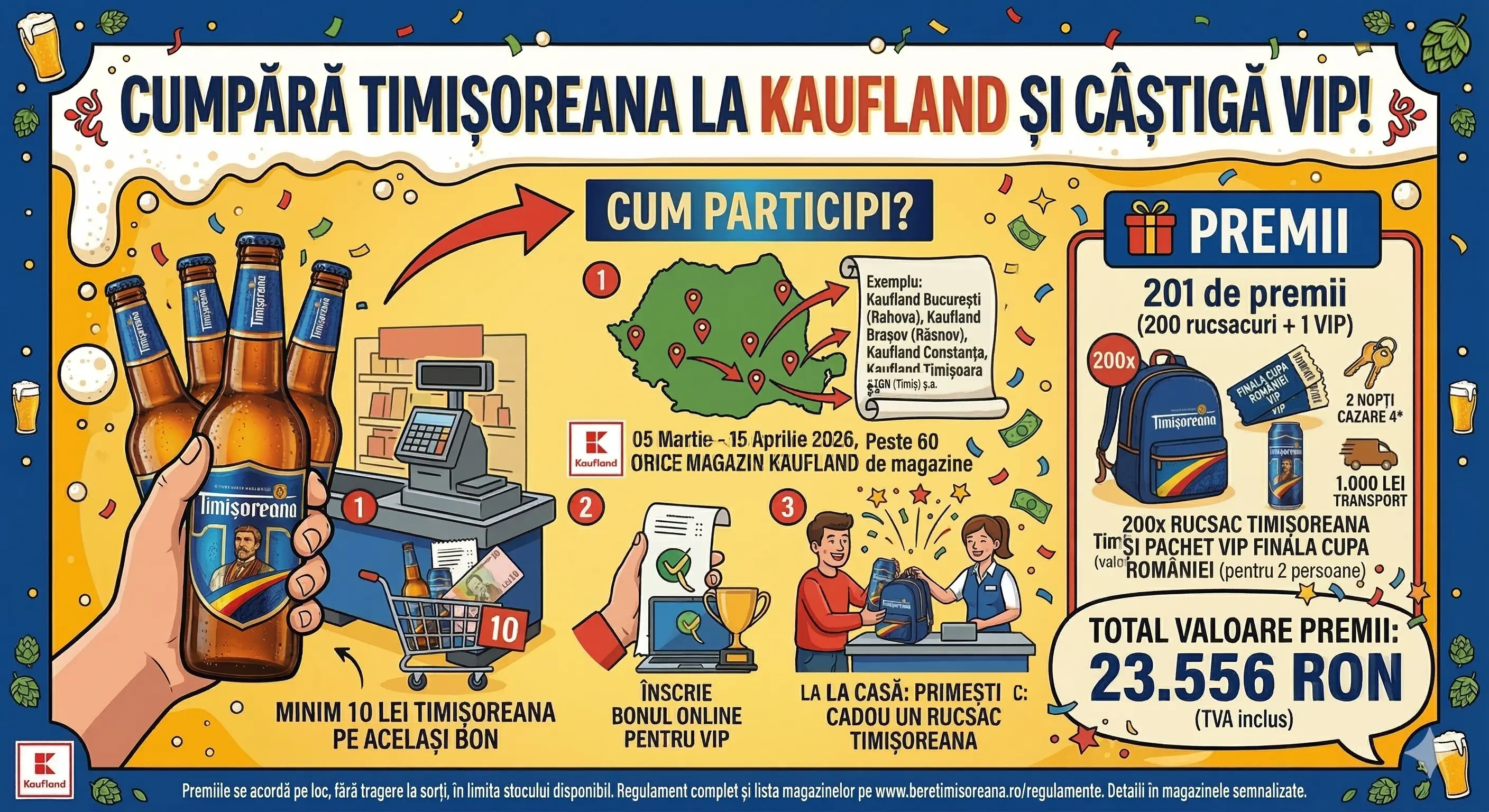 Concurs – Achiziționezi Timișoreana de minim 10 lei de la Kaufland – Câștigă premii până pe ...
