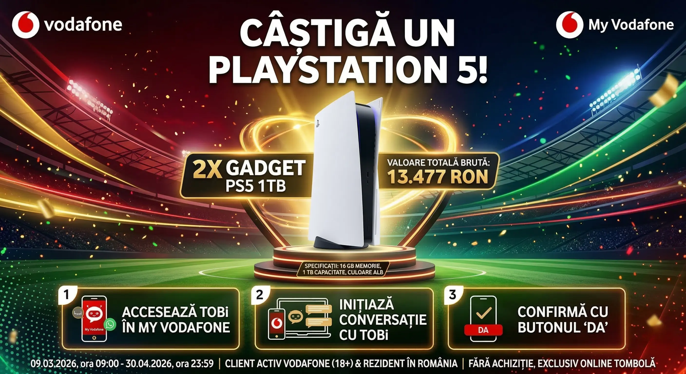 🎮 Câștigă un PlayStation 5 cu TOBi și Vodafone! ✨ - Concurs Gratuit | Concursier