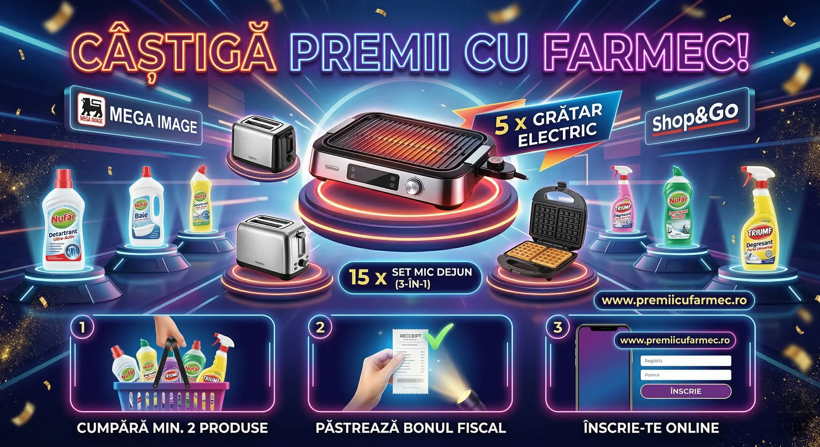 Concurs – Achiziționezi 2 produse Nufar sau Triumf de la Mega Image, Shop&Go – Câștigă premi...