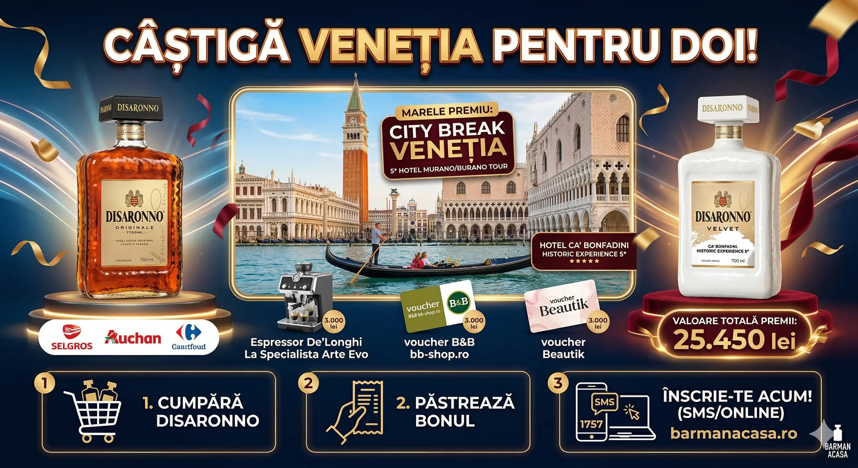 Concurs – Disaronno de la Selgros, Auchan, Carrefour, Kaufland – Câștigă premii până pe 5 ma...