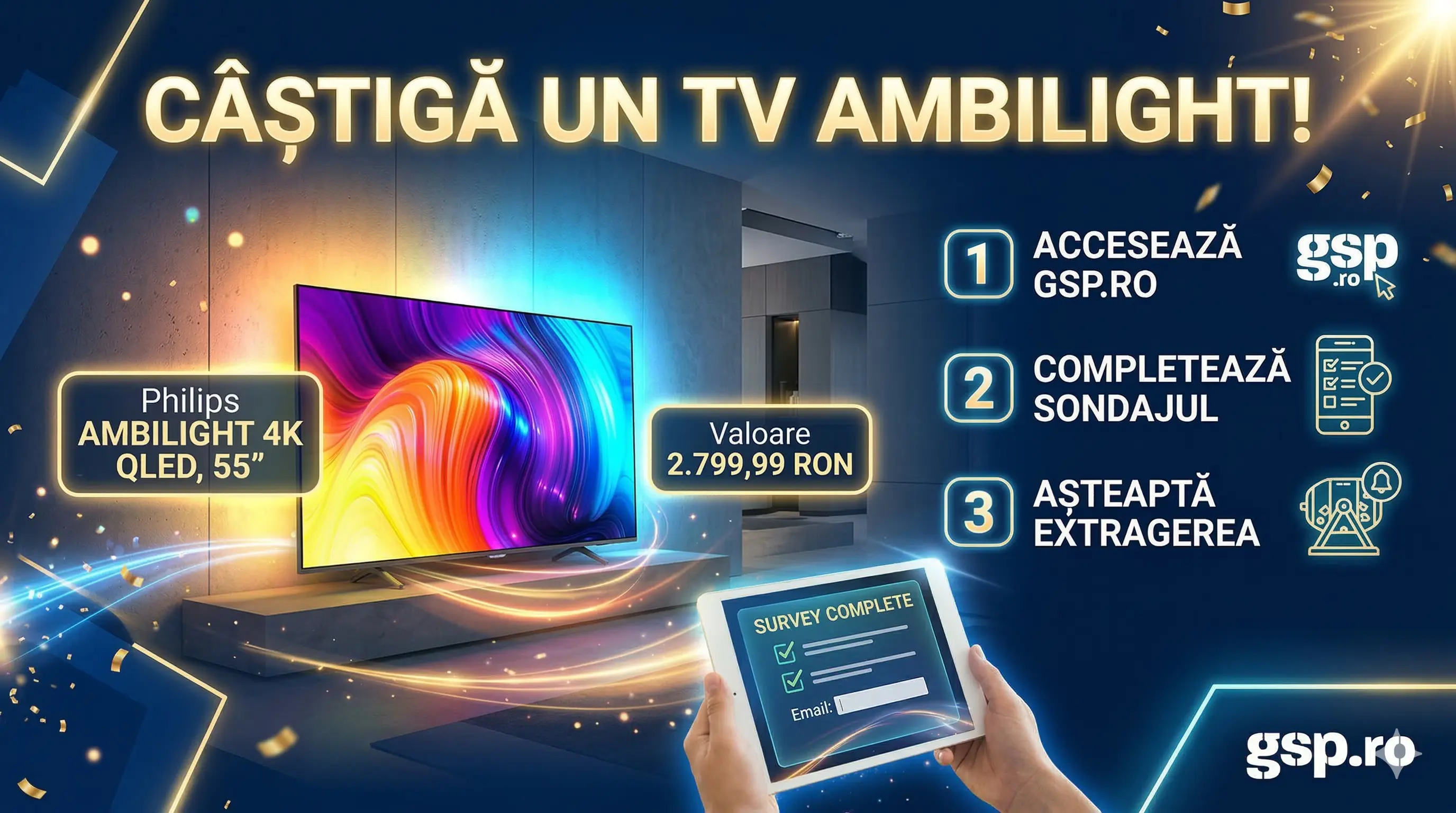 Câștigători 📺 Câștigă un televizor Philips Ambilight cu GS... - Rezultate | Concursier