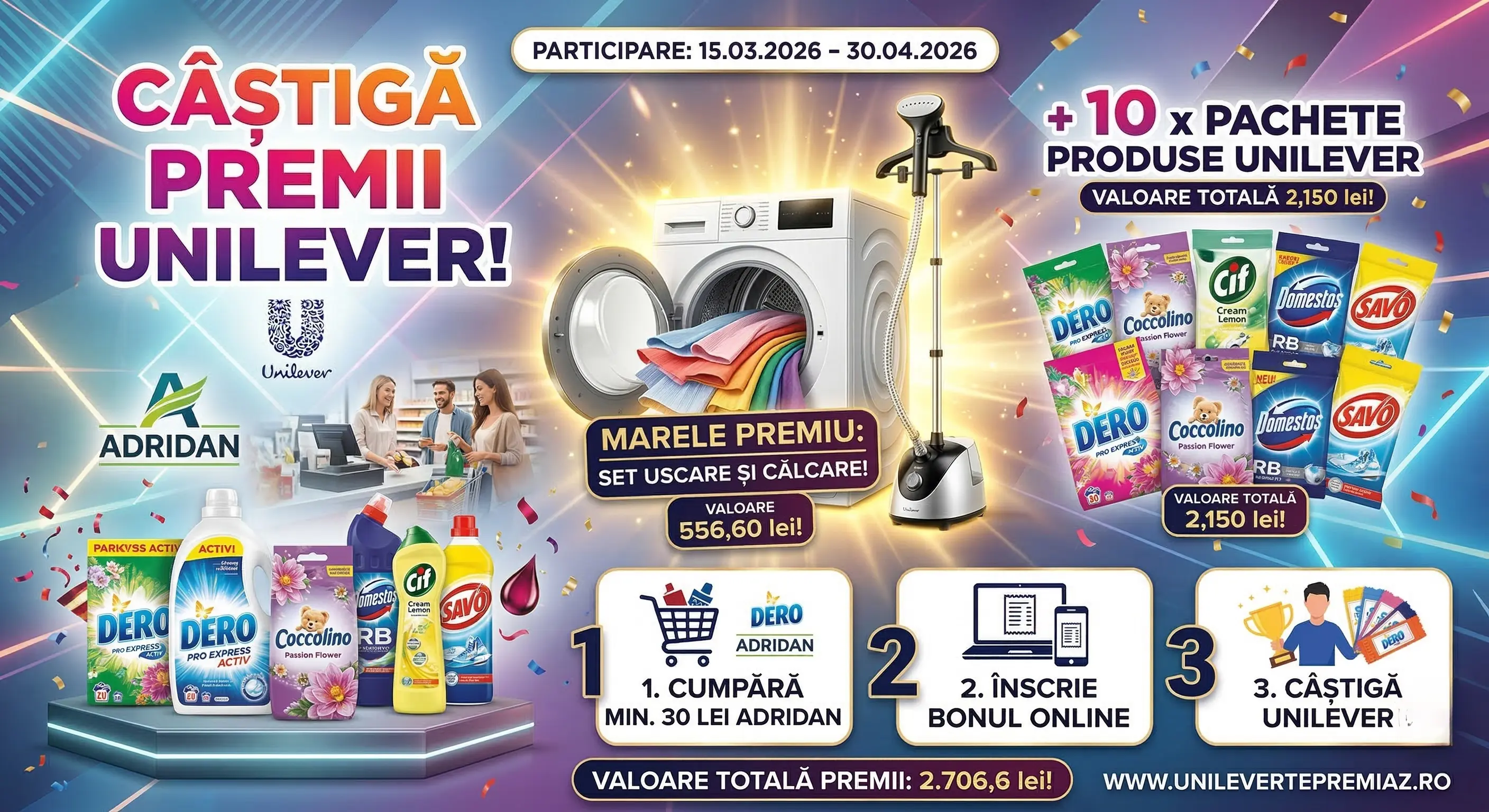 Concurs – Achiziționează produse participante de minim 30 lei de la Adridan – Câștigă premii...