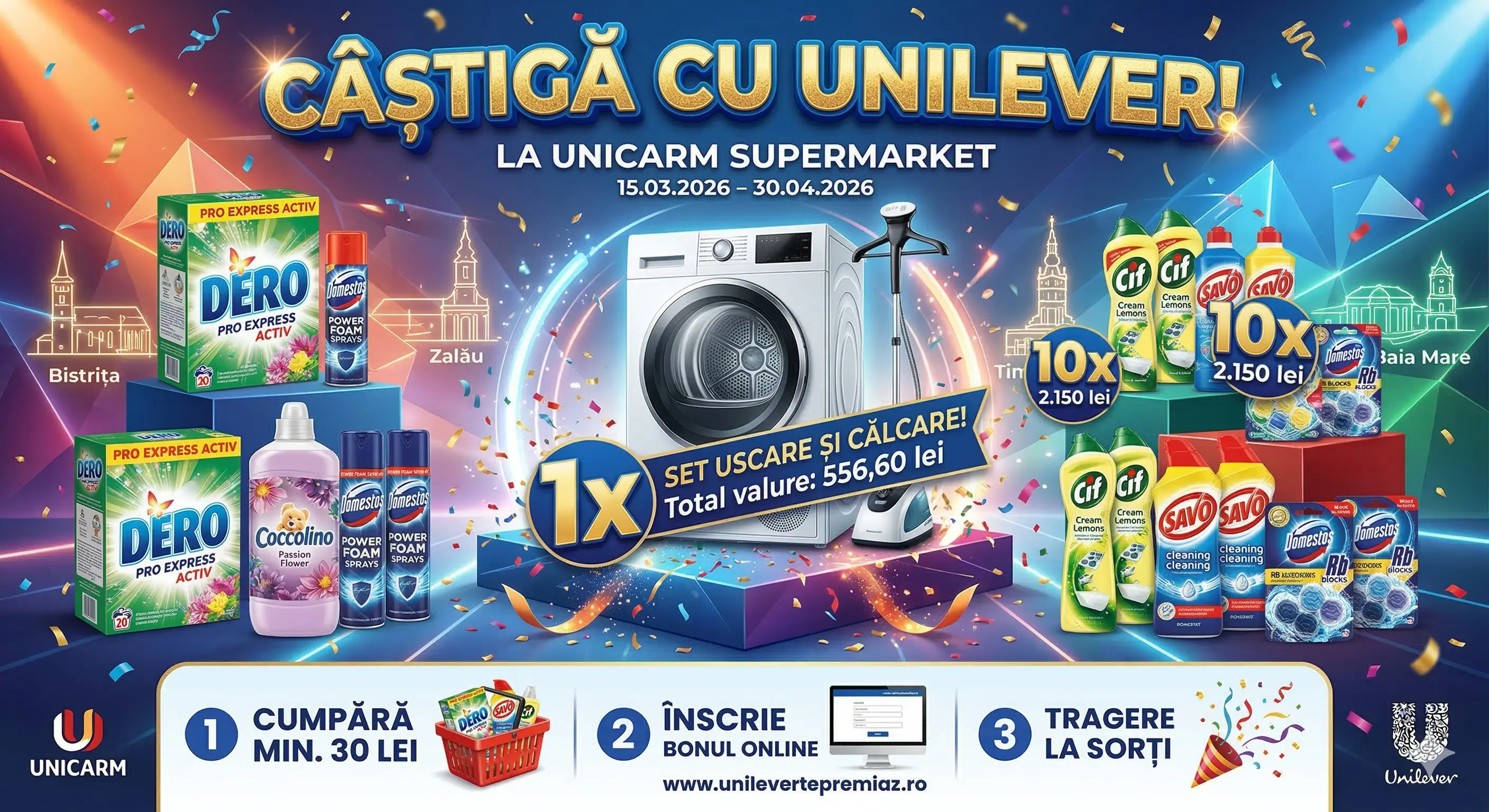 Concurs – Achiziționează produse participante de minim 30 lei de la Unicarm – Câștigă premii...