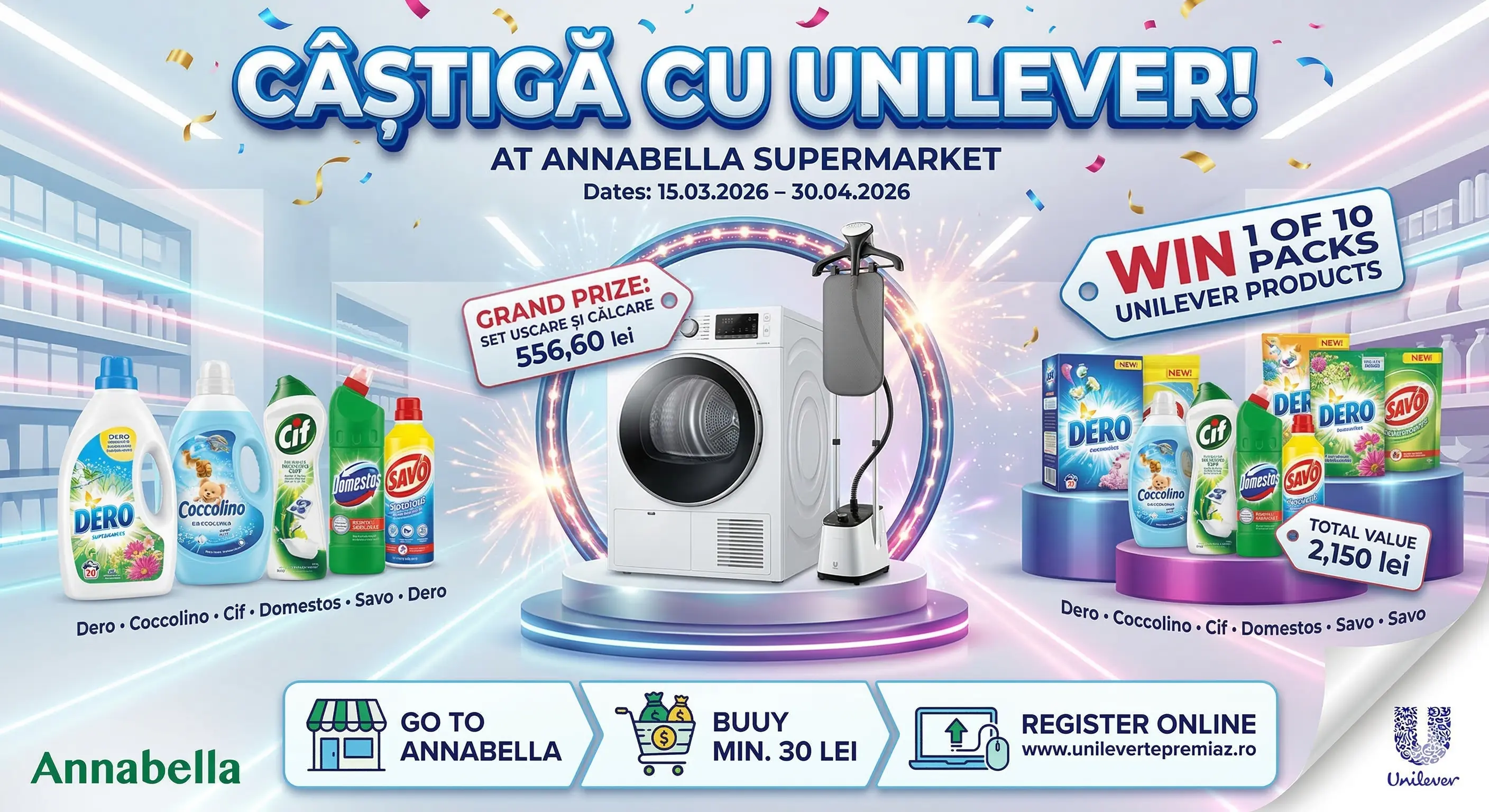 Concurs – Achiziționează produse participante de minim 30 lei de la Annabella – Câștigă prem...