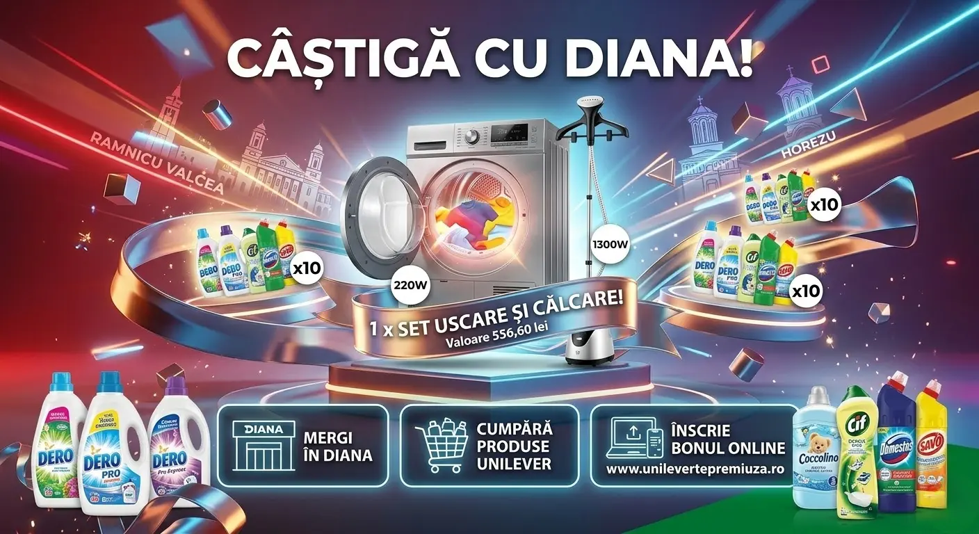 Concurs – Achiziționează produse participante de minim 30 lei de la DIANA – Câștigă premii p...