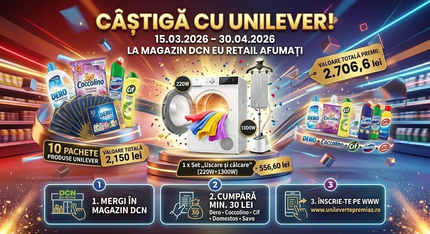 Concurs – Achiziționează produse participante de minim 30 lei de la DCNeu – Câștigă premii p...