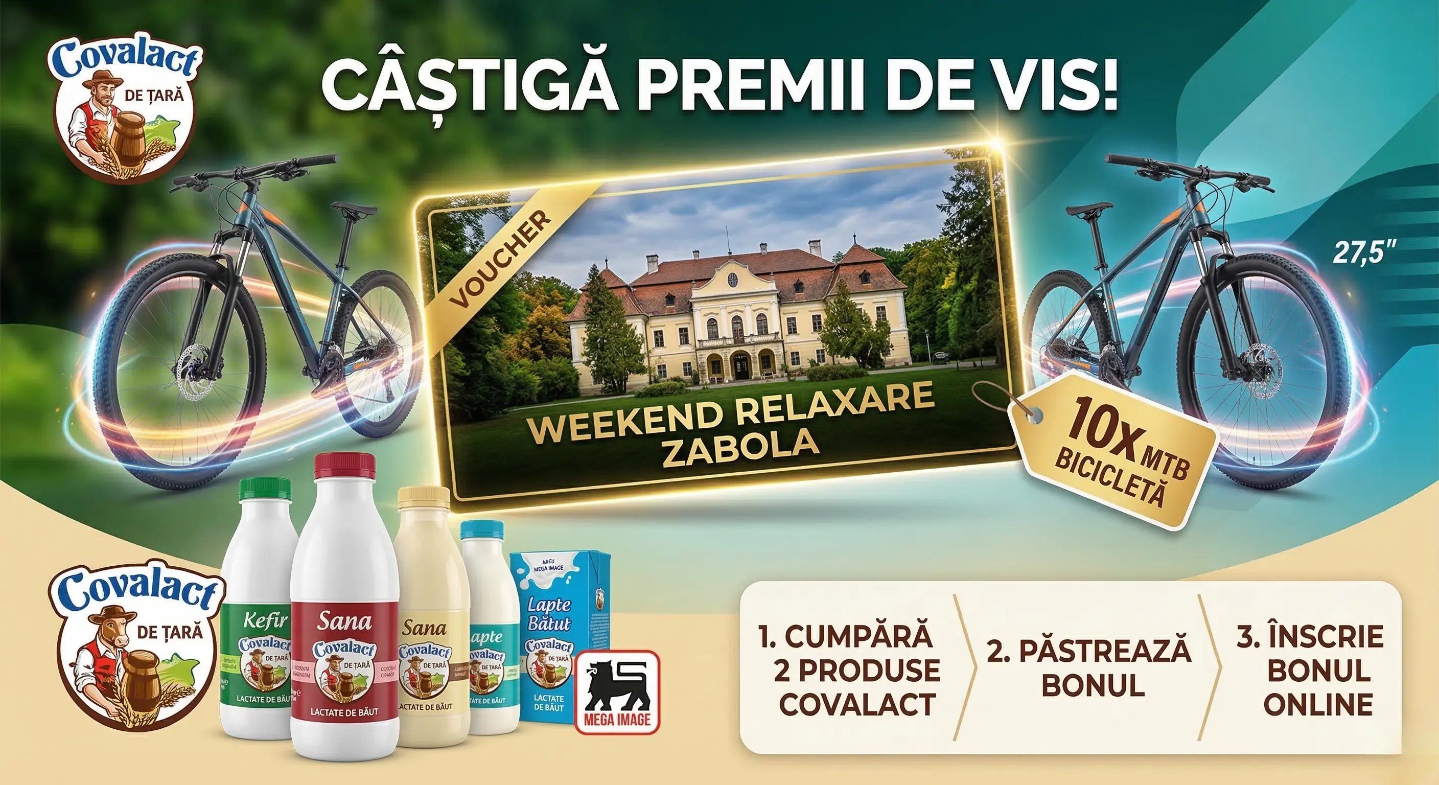 Concurs – Achiziționezi 2 produse Covalact de la Mega Image, Shop&Go – Câștigă premii până p...