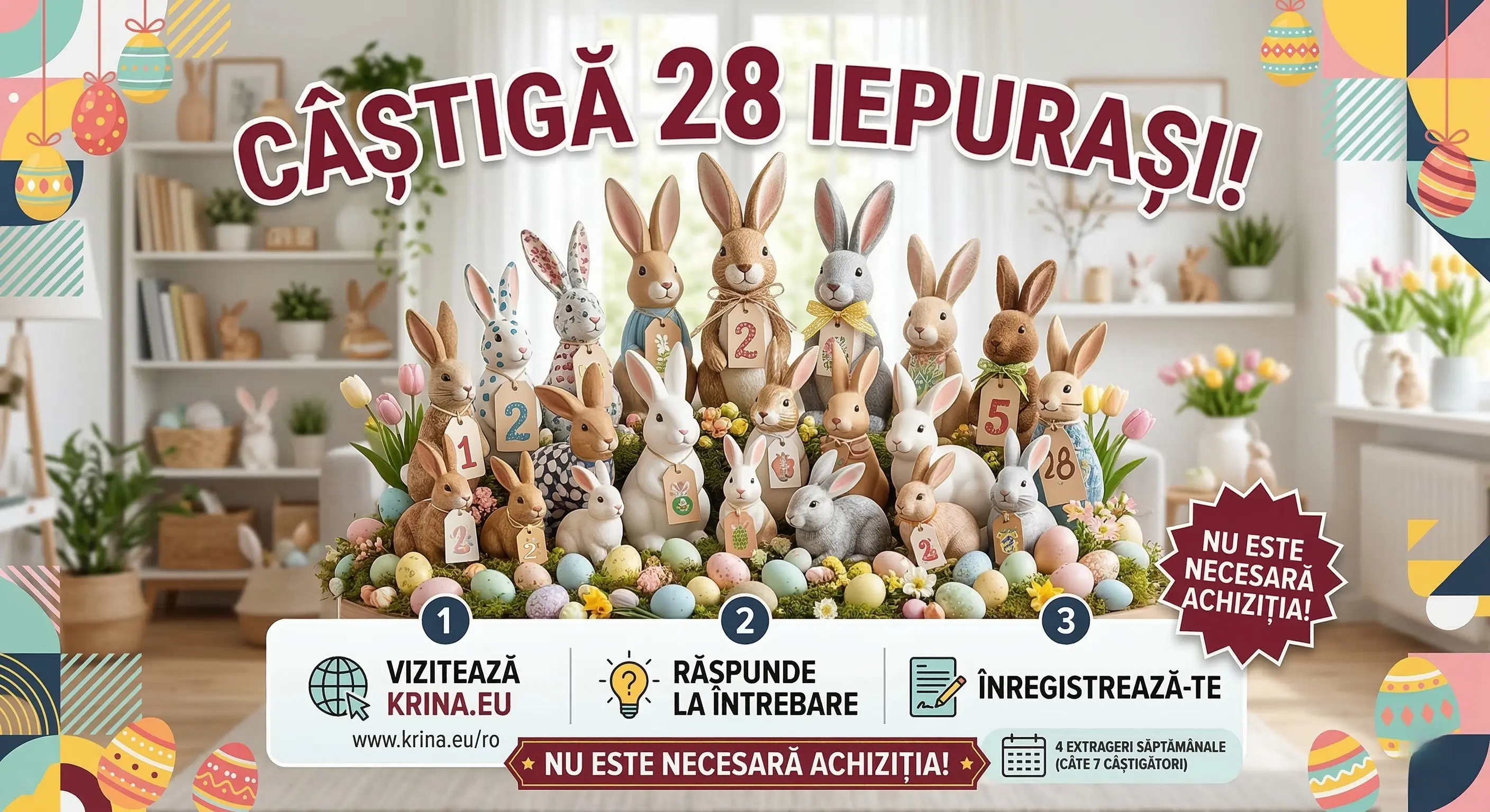 🐰 Câștigă un iepuraș decorativ cu Krina! ✨ - Concurs Gratuit | Concursier