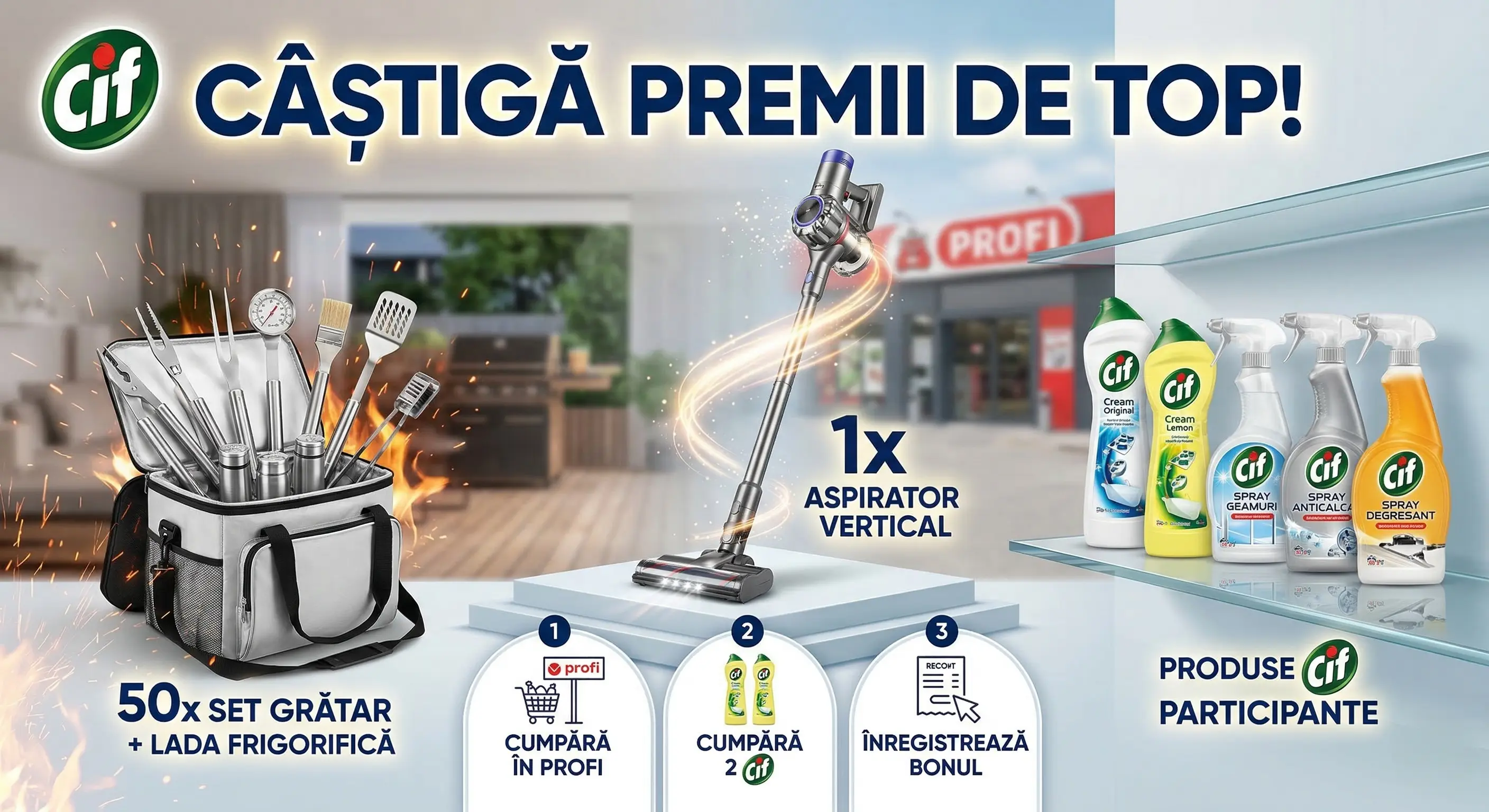 Concurs – Achiziționează orice două produse Cif de la Profi – Câștigă premii până pe 14 apri...