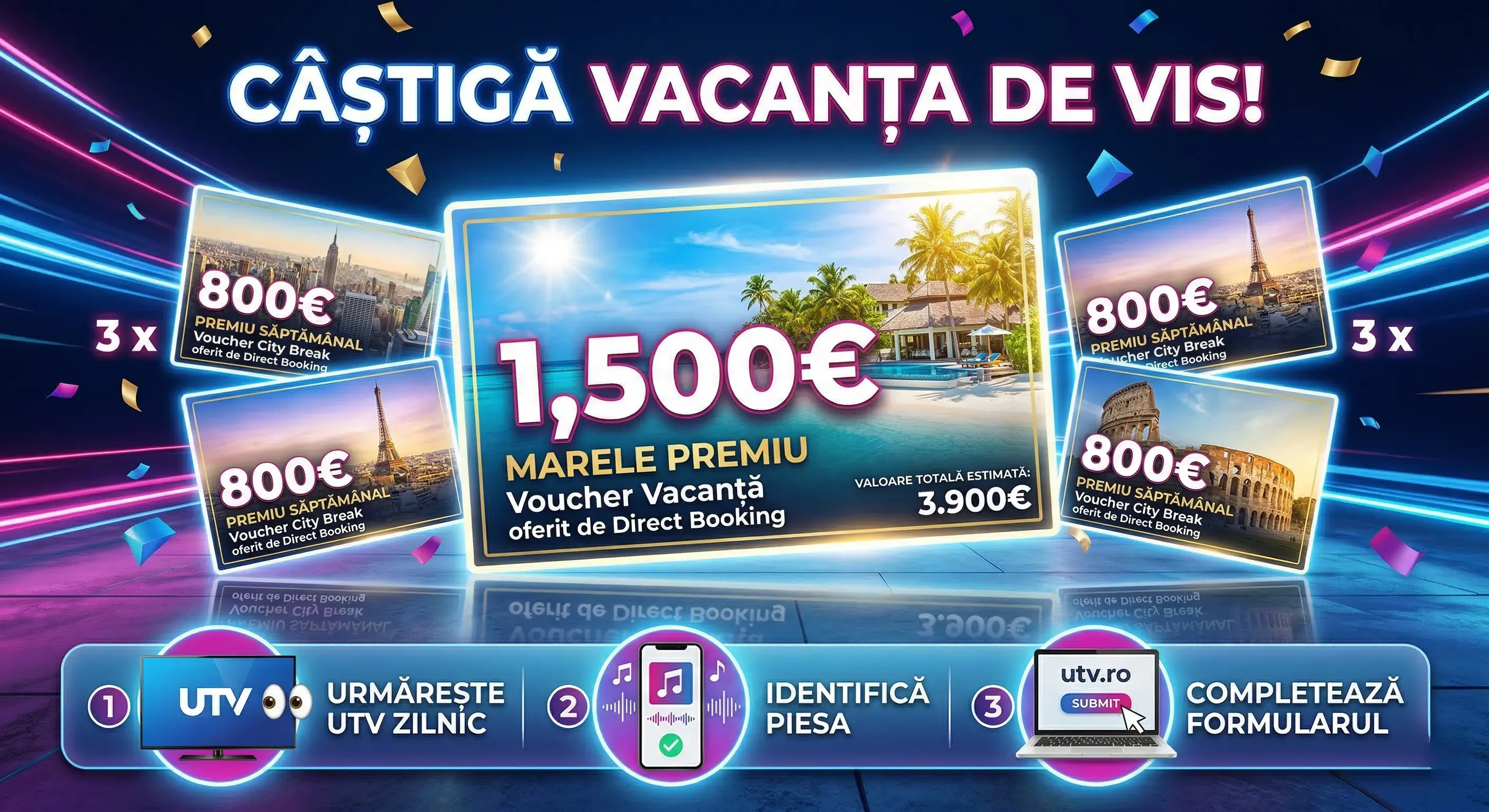 🌍 Câștigă o vacanță de vis cu UTV și Direct Booking! ✨ - Concurs Gratuit | Concursier