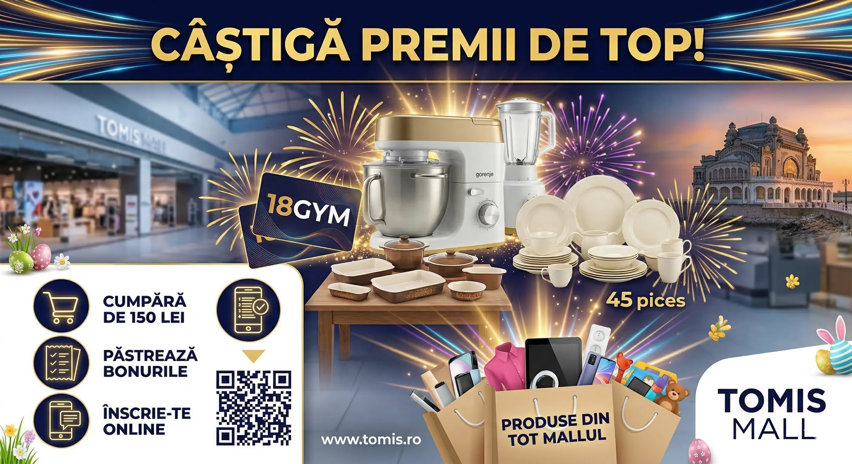 Concurs – Faci cumpărături în valoare totală de minimum 150 lei de la Tomis Mall – Câștigă p...