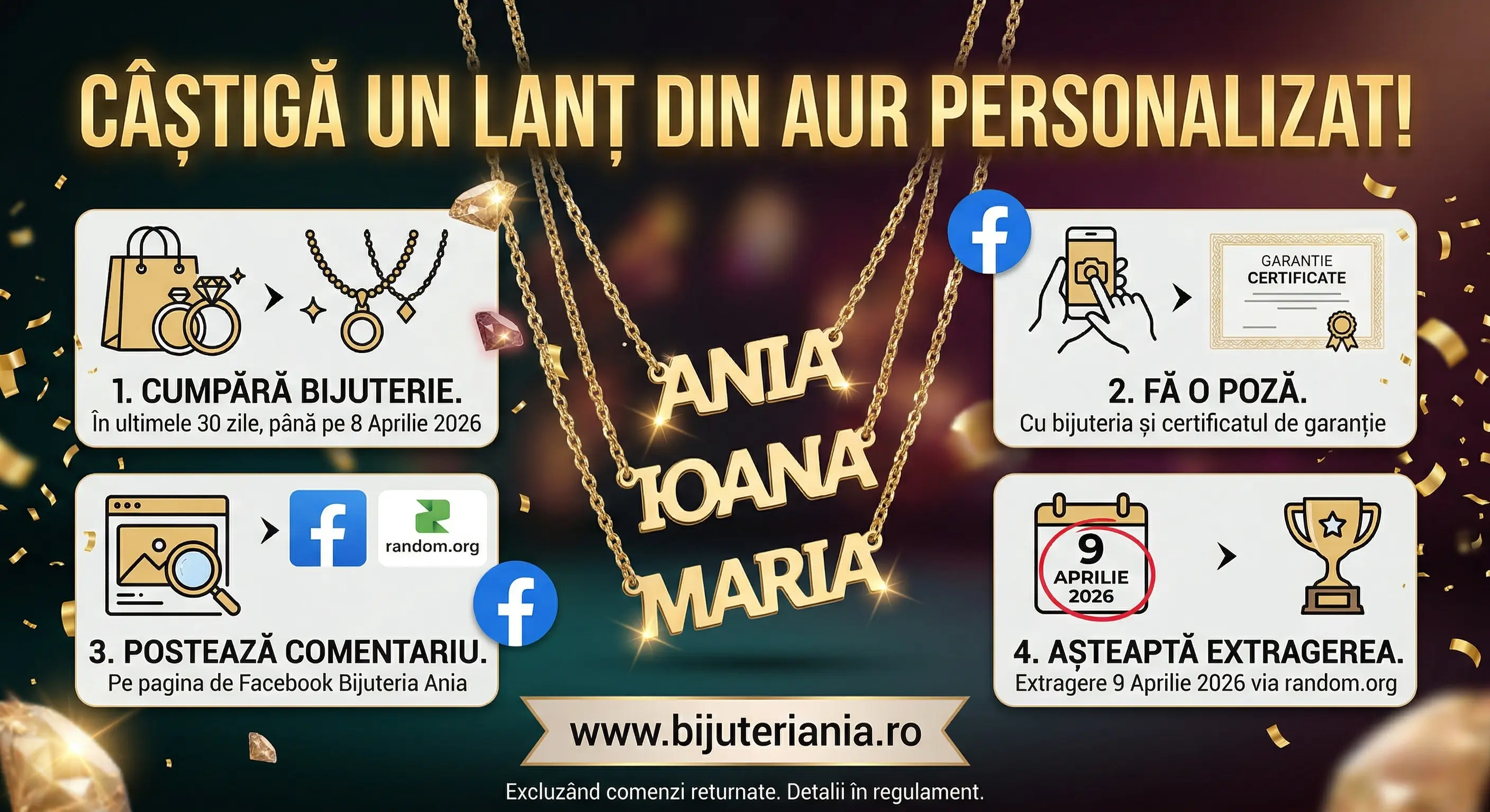 Concurs – Achiziționezi o bijuterie de la bijuteriiania.ro – Câștigă premii până pe 8 aprili...