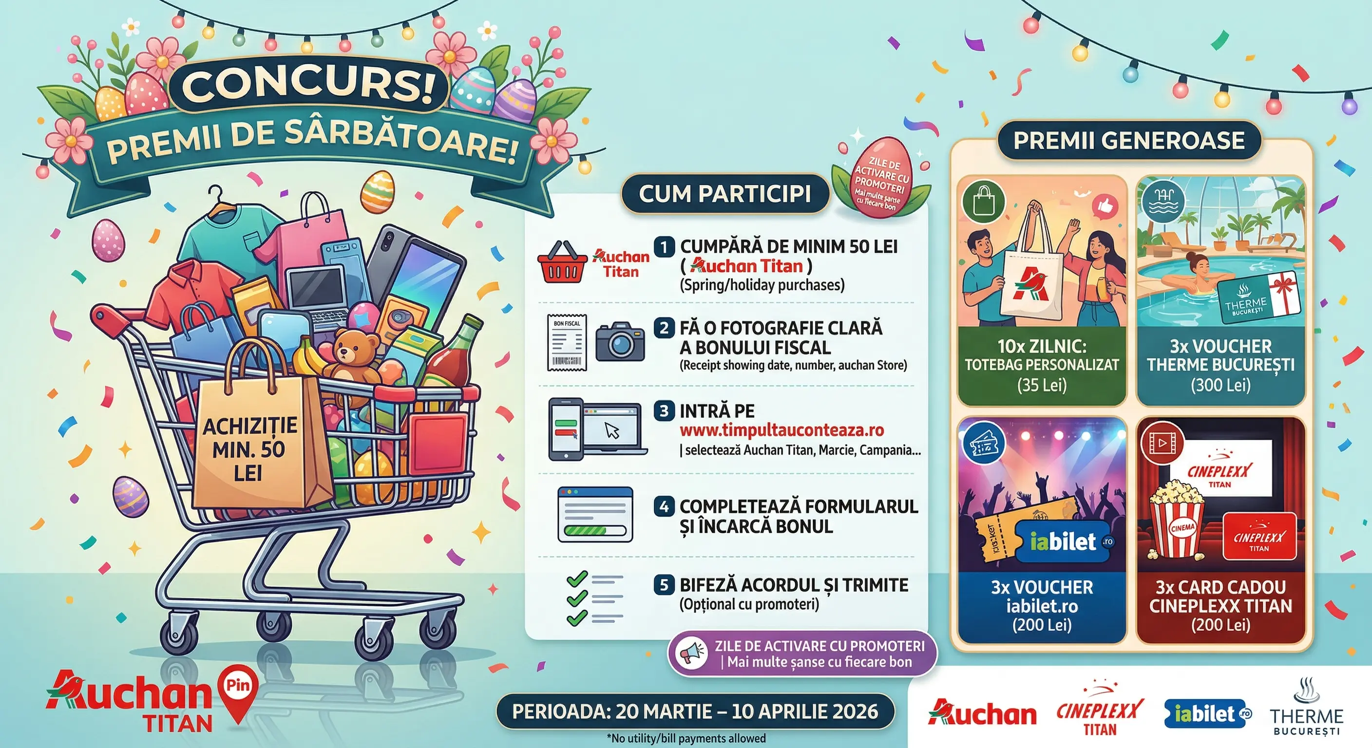 Concurs – Realizezi o achiziție de minimum 50 lei de la Auchan – Câștigă premii până pe 10 a...