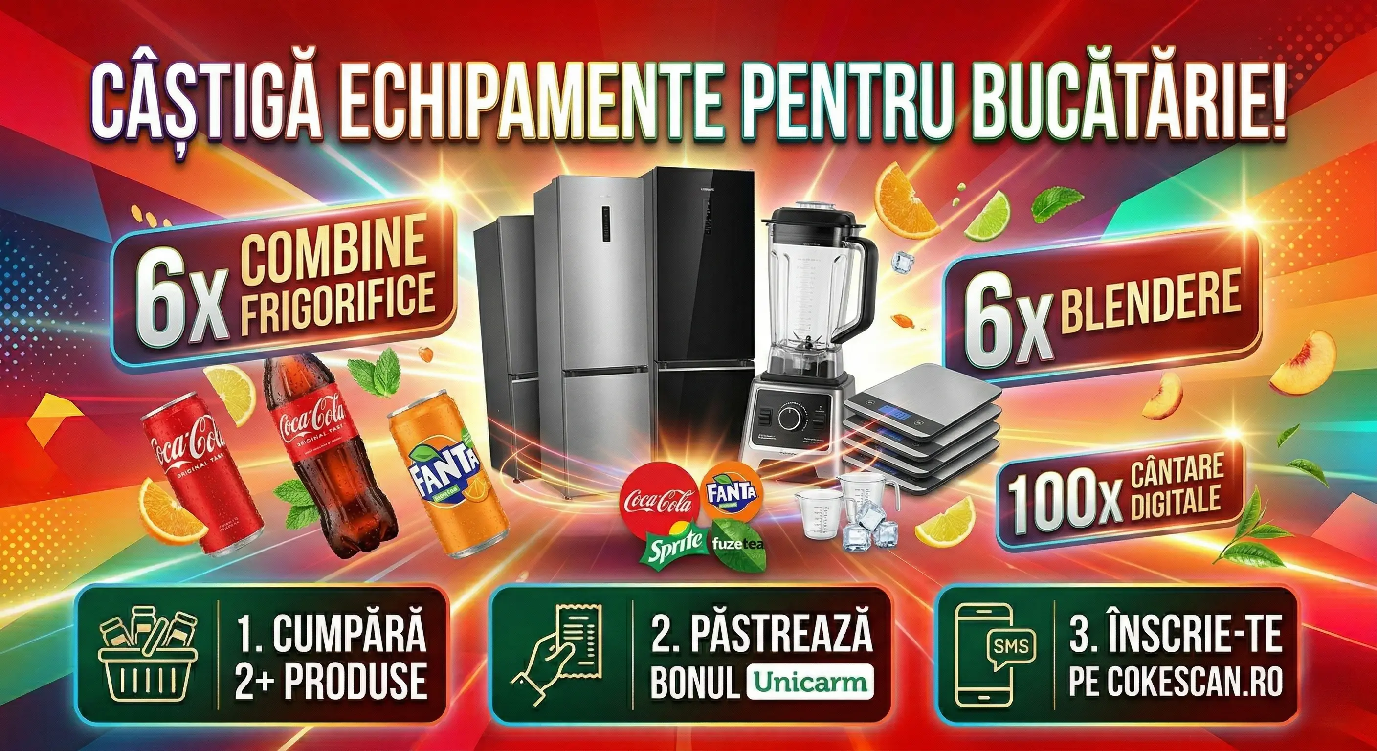 Concurs – Achiziționezi min. 2 produse Coca‑Cola, Fanta, Sprite sau Fuzetea de la Unicarm – ...