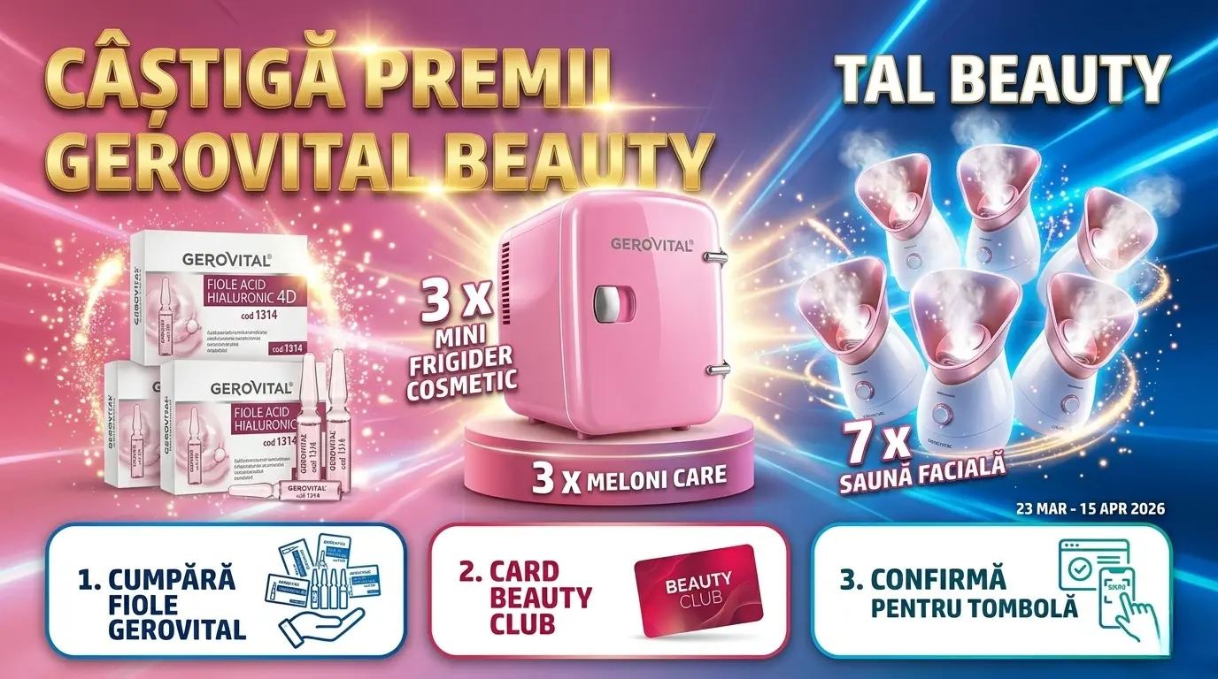 Concurs – Fiole cu 10% Acid Hialuronic 4D Gerovital H3 Equilibrium de la farmec.ro – Câștigă...