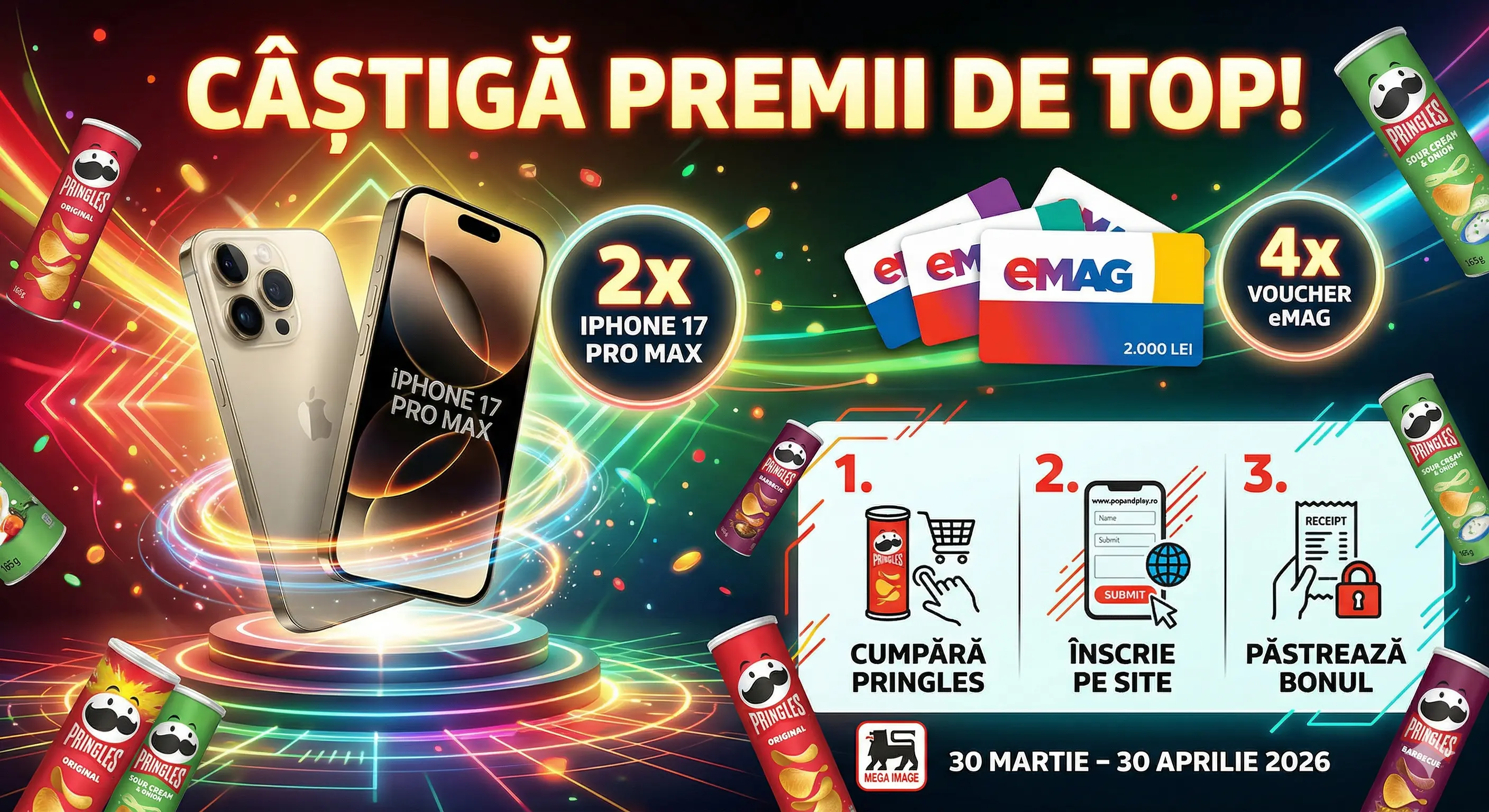 Concurs – Pringles 165g de la Mega Image – Câștigă premii până pe 30 aprilie 2026 - Concursier