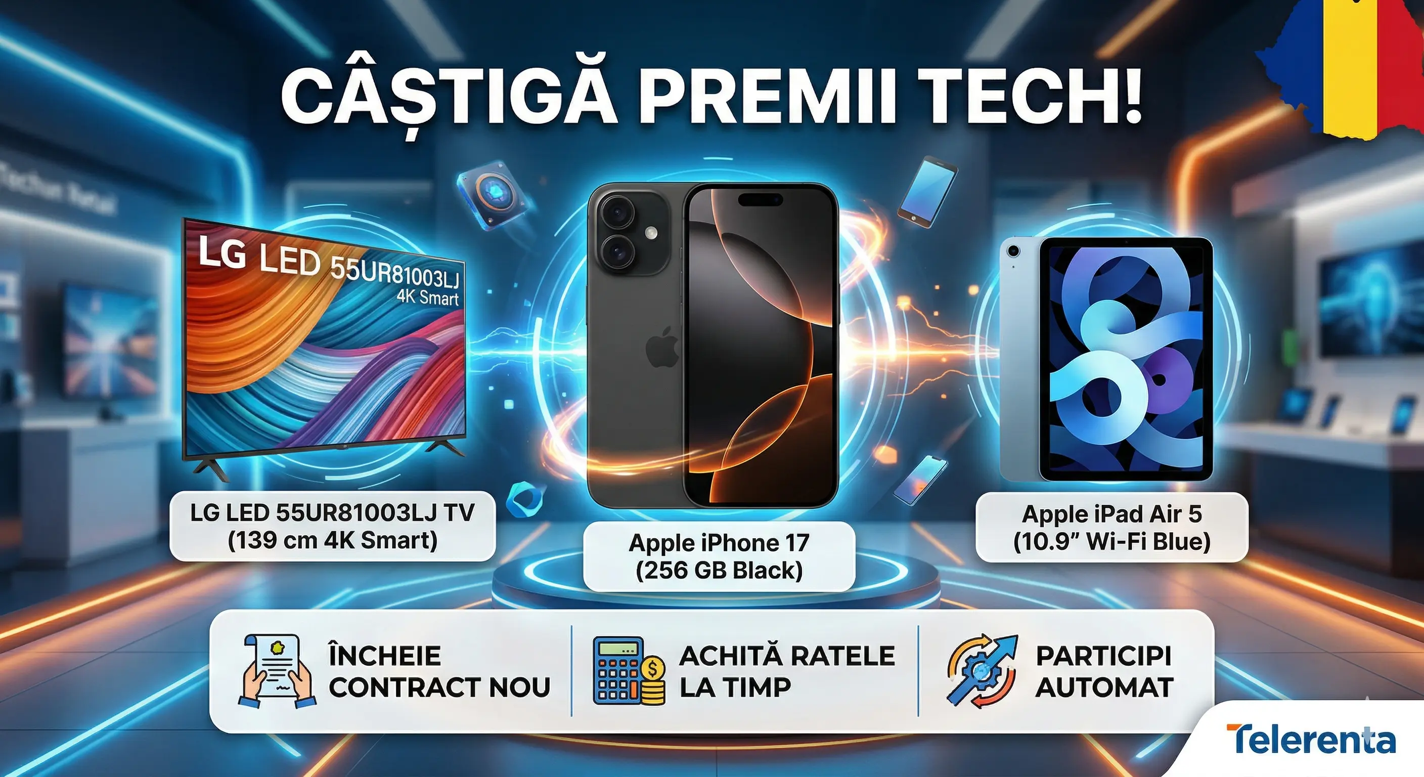 Concurs Telerenta: Închiriază și Câștigă iPhone 17 (până pe 30 Apr)