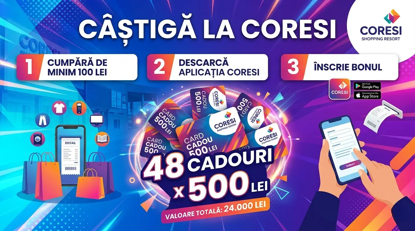 Concurs Concurs Coresi: Cumpără de 100 lei și Câștigă Carduri 500 lei (până pe 28 Dec) -...