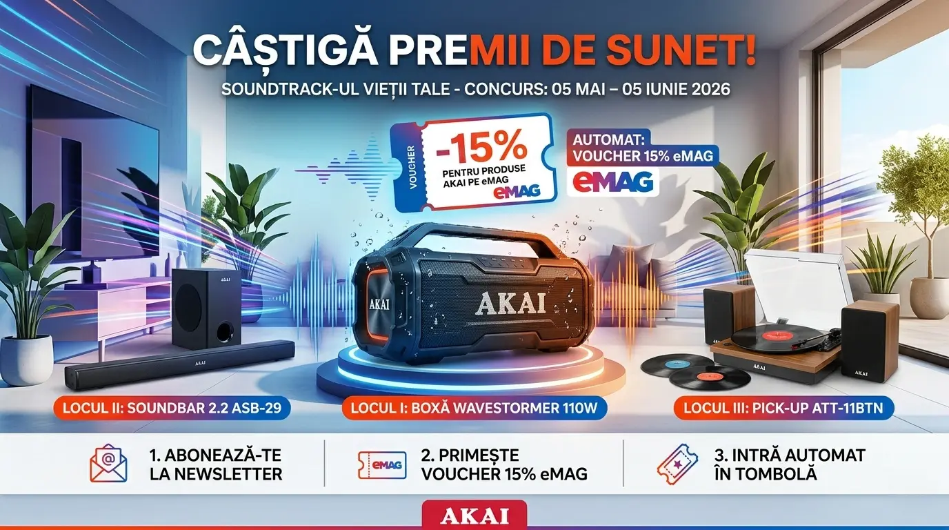 🎶 Câștigă premii AKAI pentru soundtrack-ul vieții tale! ✨