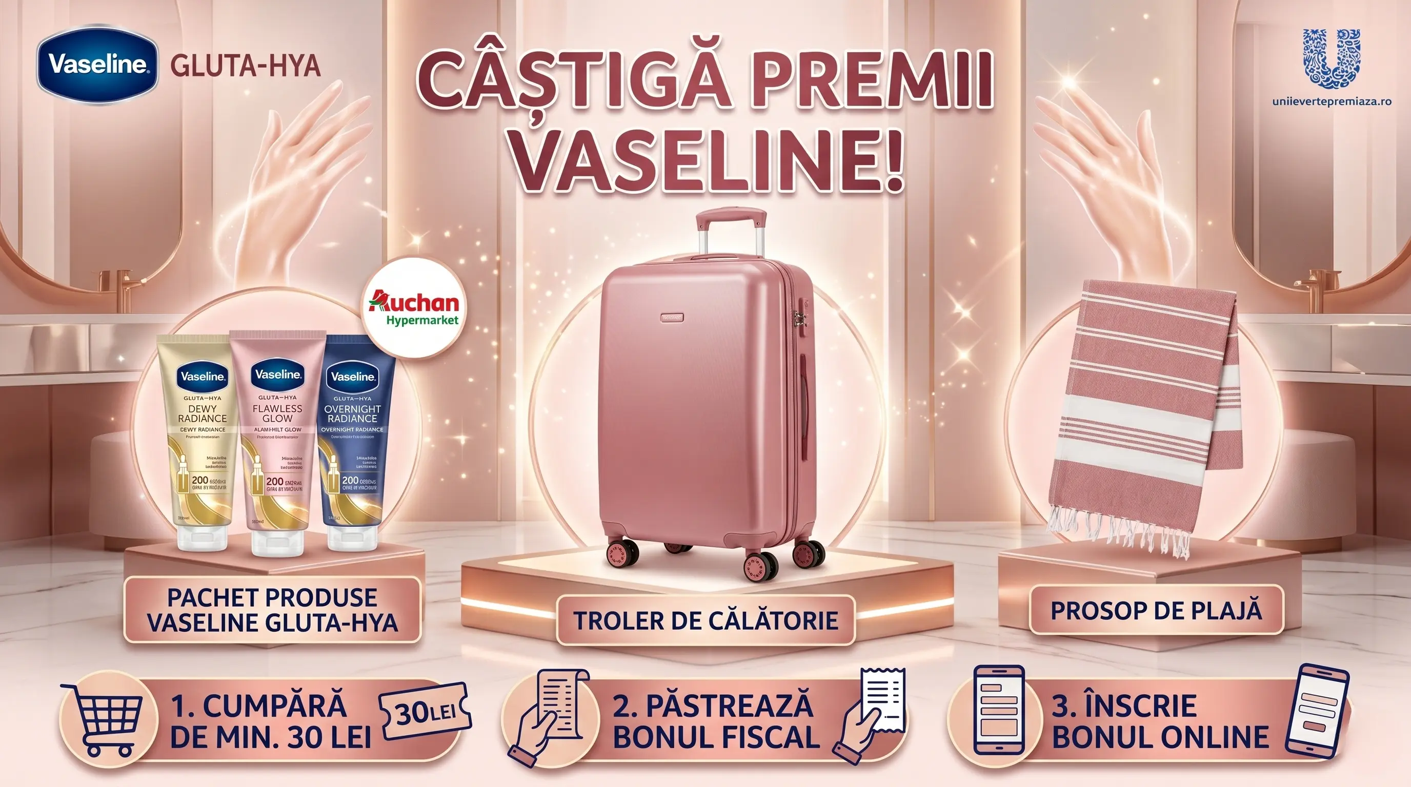 Concurs Concurs Vaseline Auchan: Cumpără și câștigă Troler (până pe 19 Mai) - câștigă...