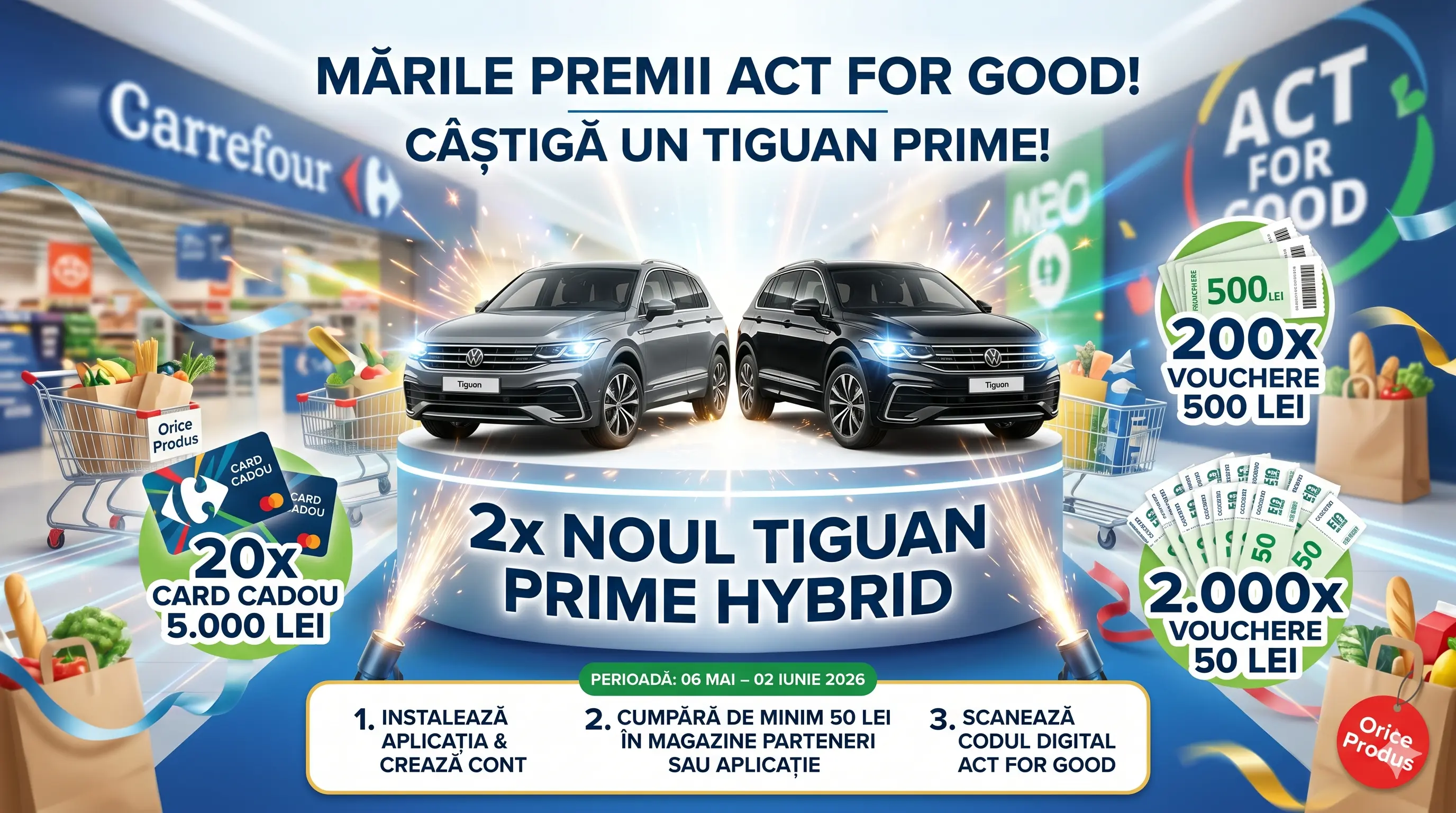 Concurs Concurs Carrefour: Câștigă Noul Tiguan! Cumpără de 50 lei (până pe 02 Iun) -...