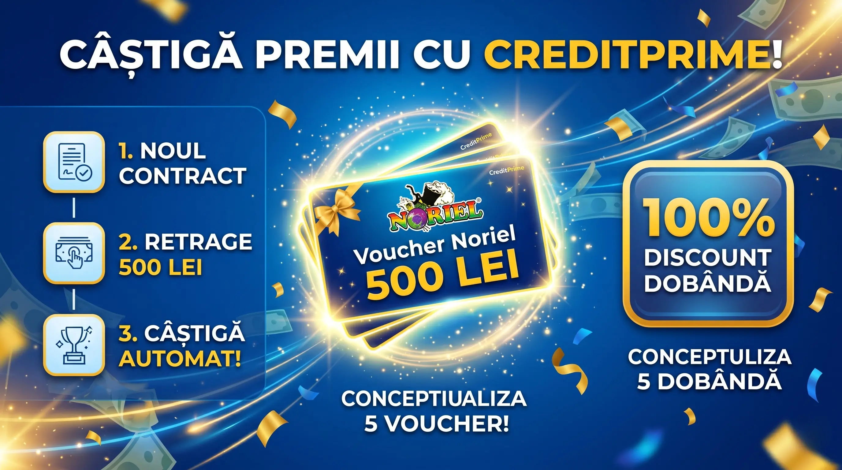 Concurs CreditPrime: Câștigă Vouchere Noriel sau Discount Dobândă (până pe 24 Mai) - Concursier