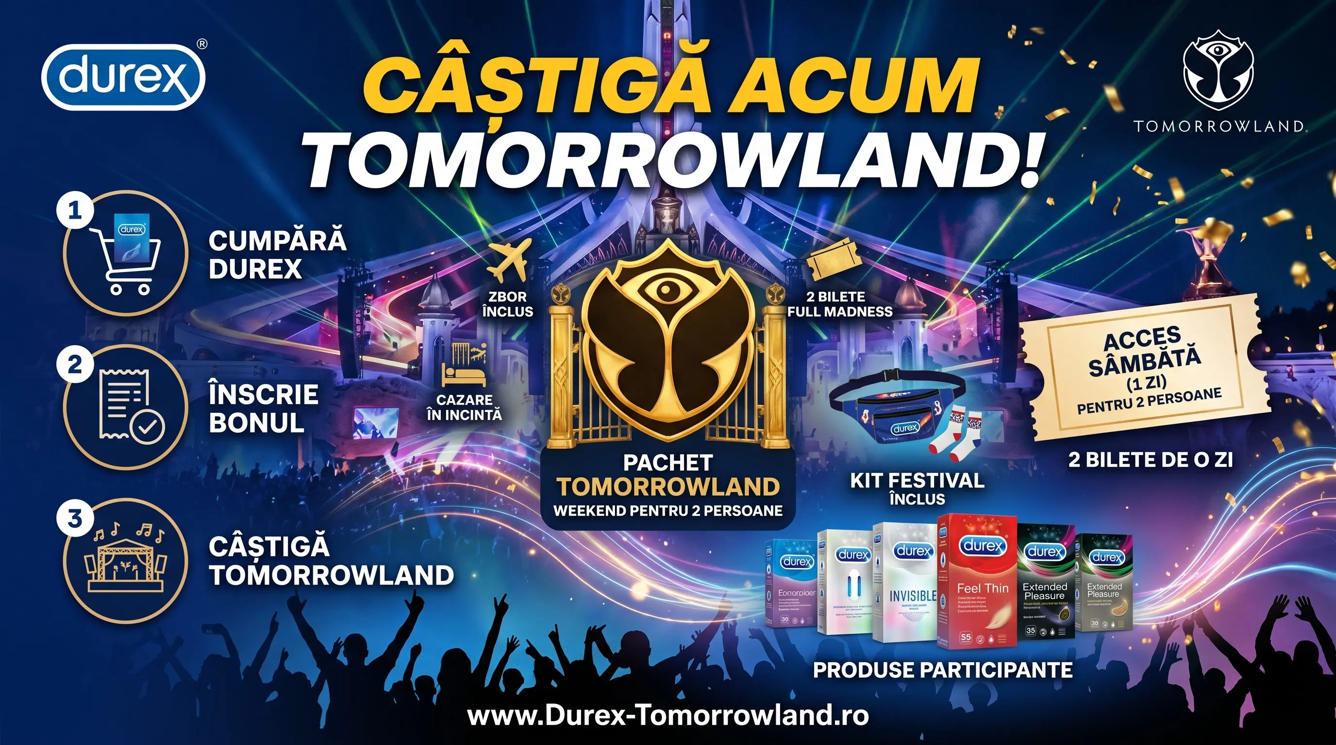 Concurs Durex: Câștigă Pachet Tomorrowland Full (până pe 31 Mai) - Concursier