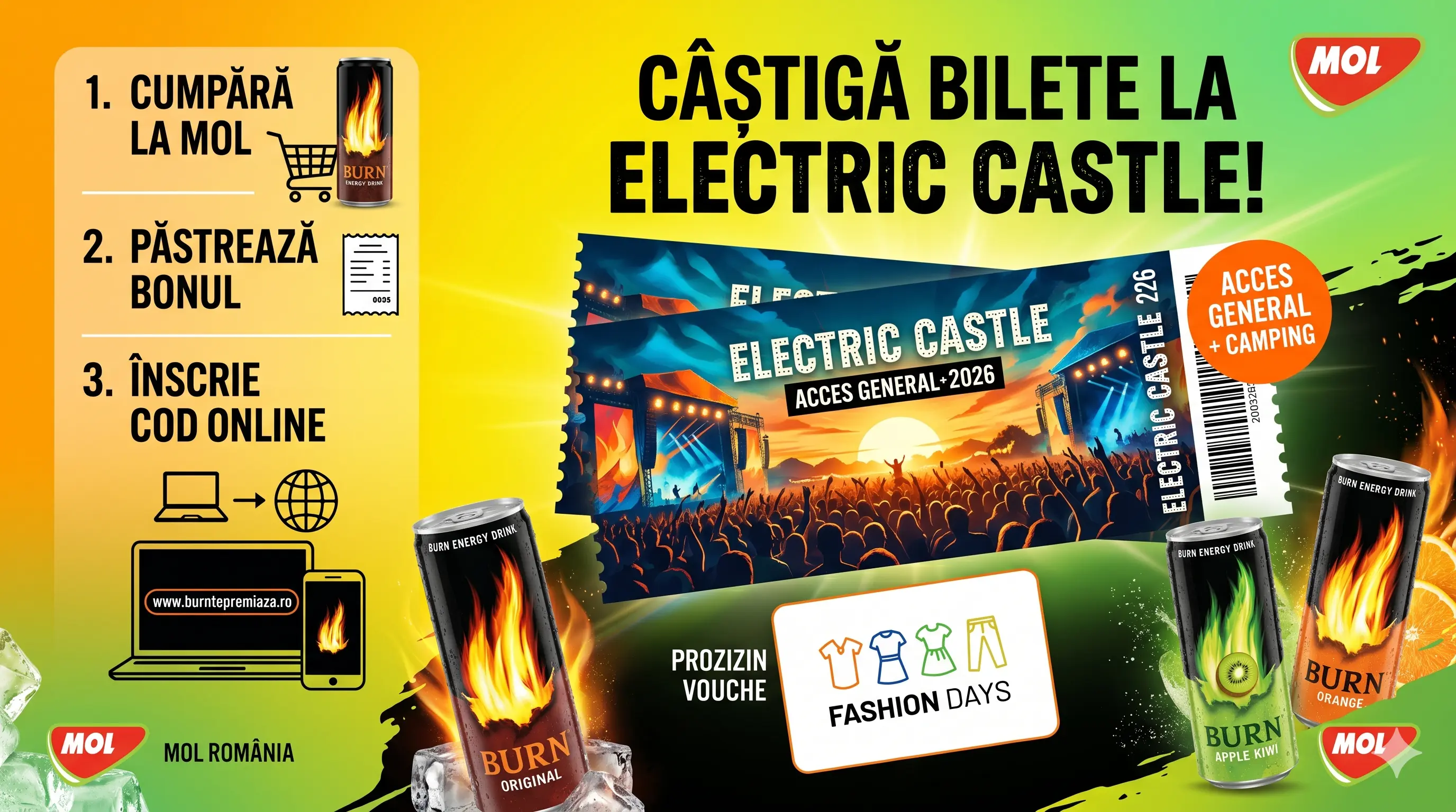 Concurs Burn la MOL: Câștigă Bilete Electric Castle! (până pe 31 Mai) - Concursier