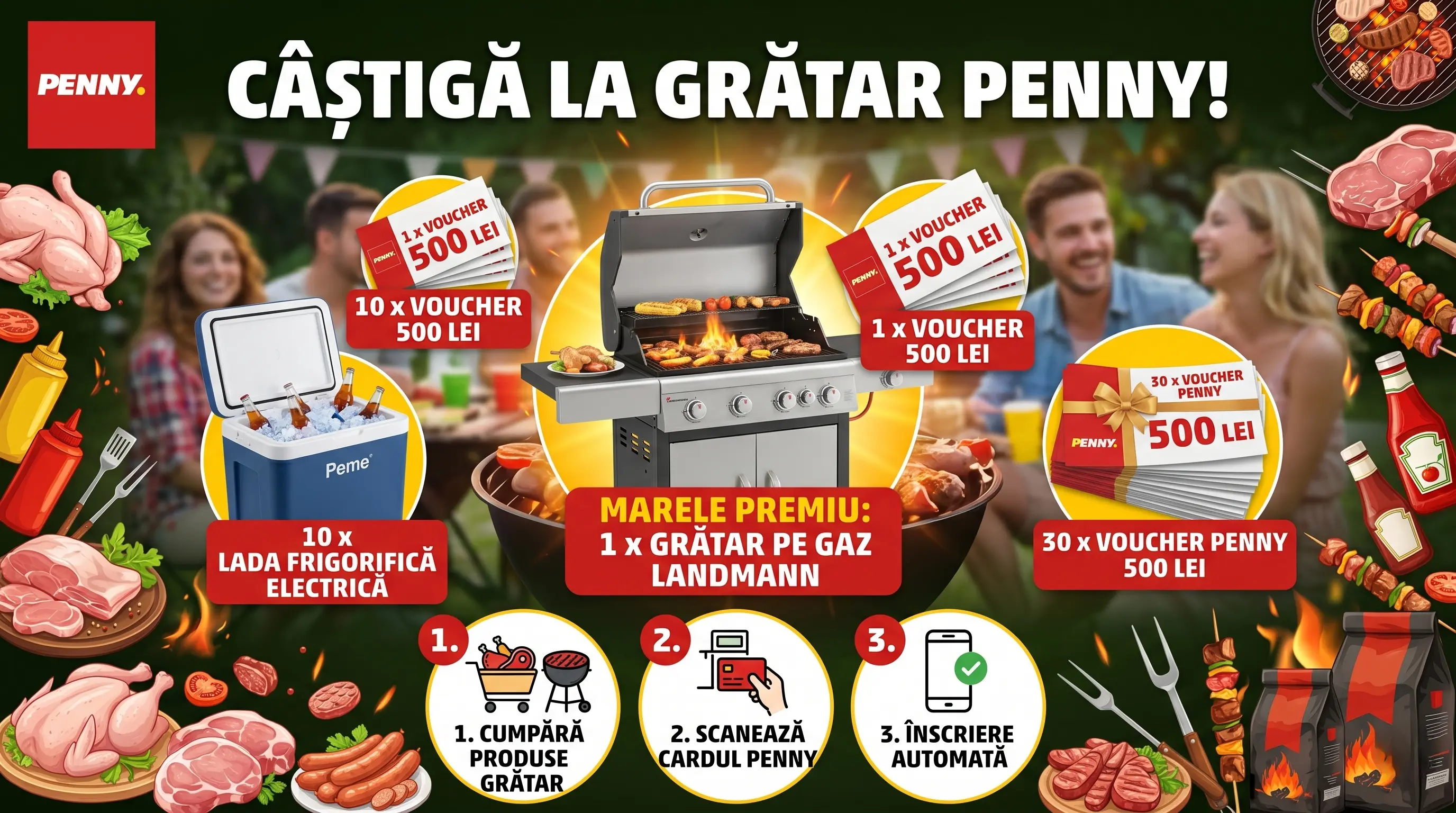 Concurs Concurs Penny: Cumpără de grătar și Câștigă Grătar pe gaz Landmann (până pe 02 Iun)...