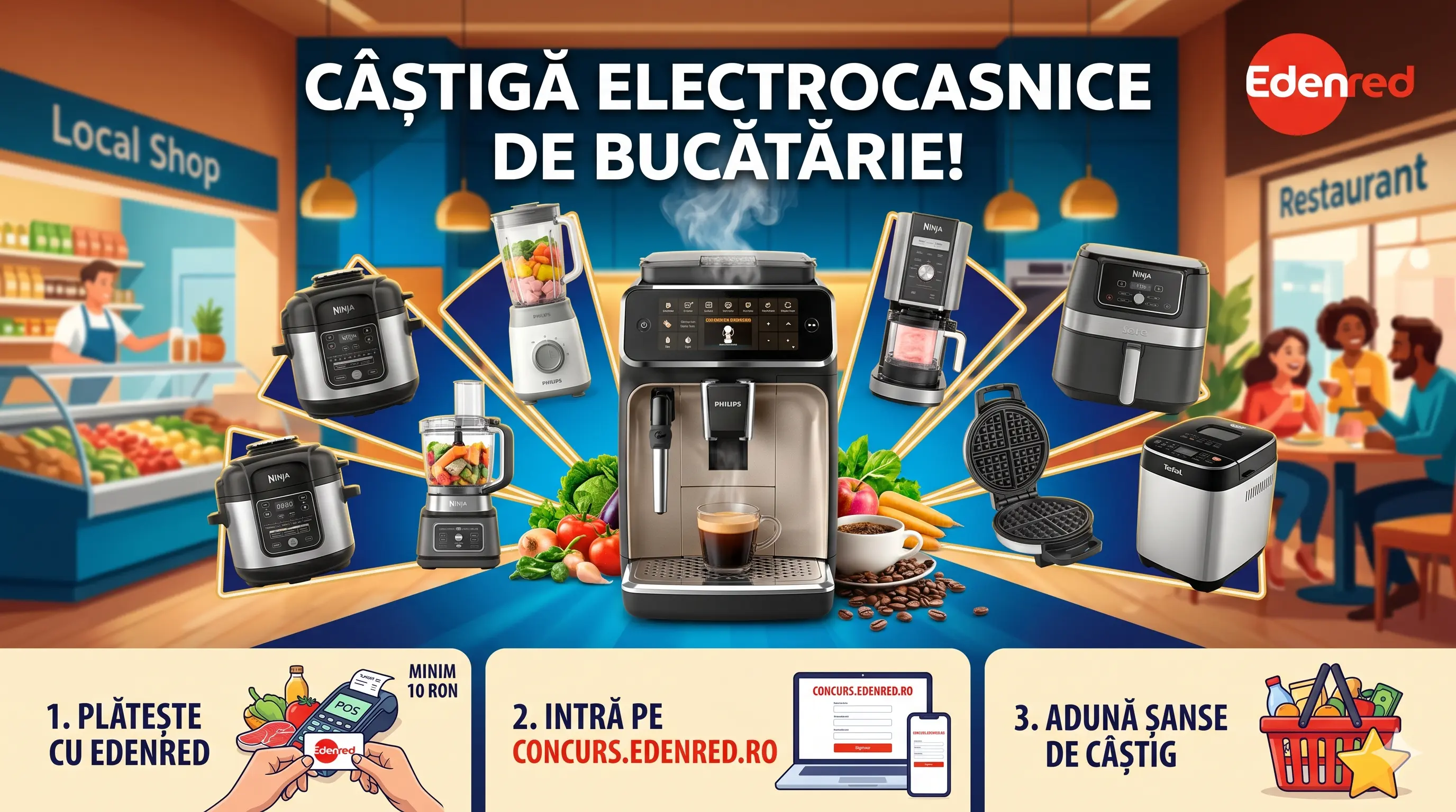 Concurs Edenred: Plătește cu cardul și Câștigă un Espressor Philips (până pe 30 Iun) -...