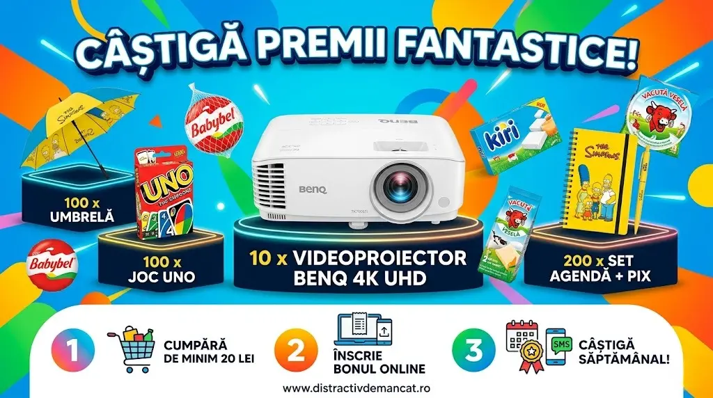 Concurs Vacuta Vesela: Cumperi de 20 lei și câștigi Videoproiector 4K (până pe 5 Iul) -...
